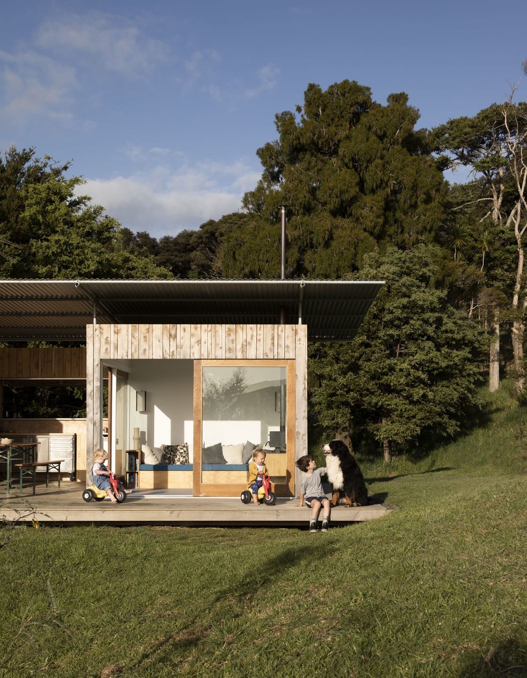 Four large salvaged cedar doors were part of the inspiration for the design.