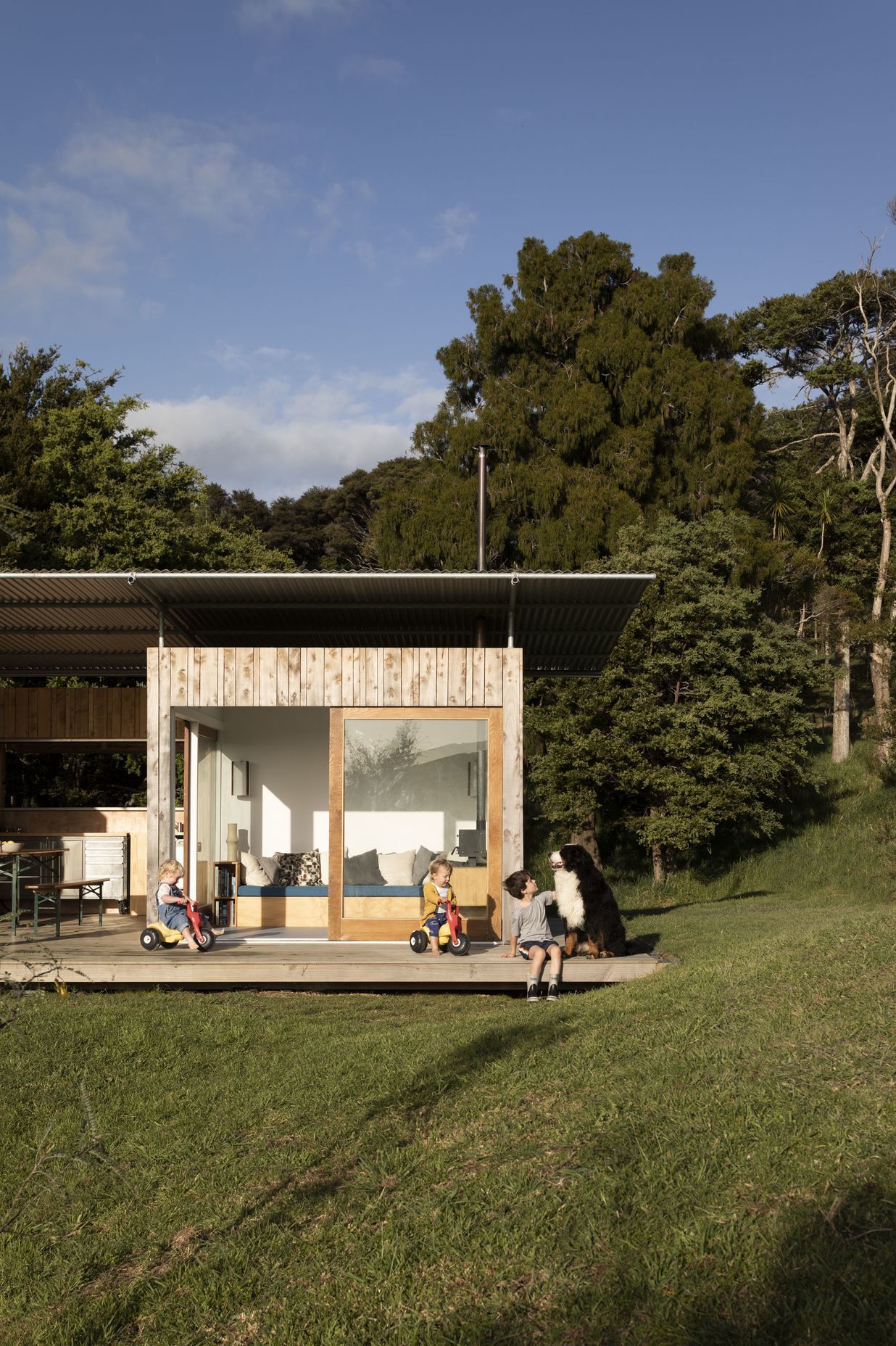 Four large salvaged cedar doors were part of the inspiration for the design.