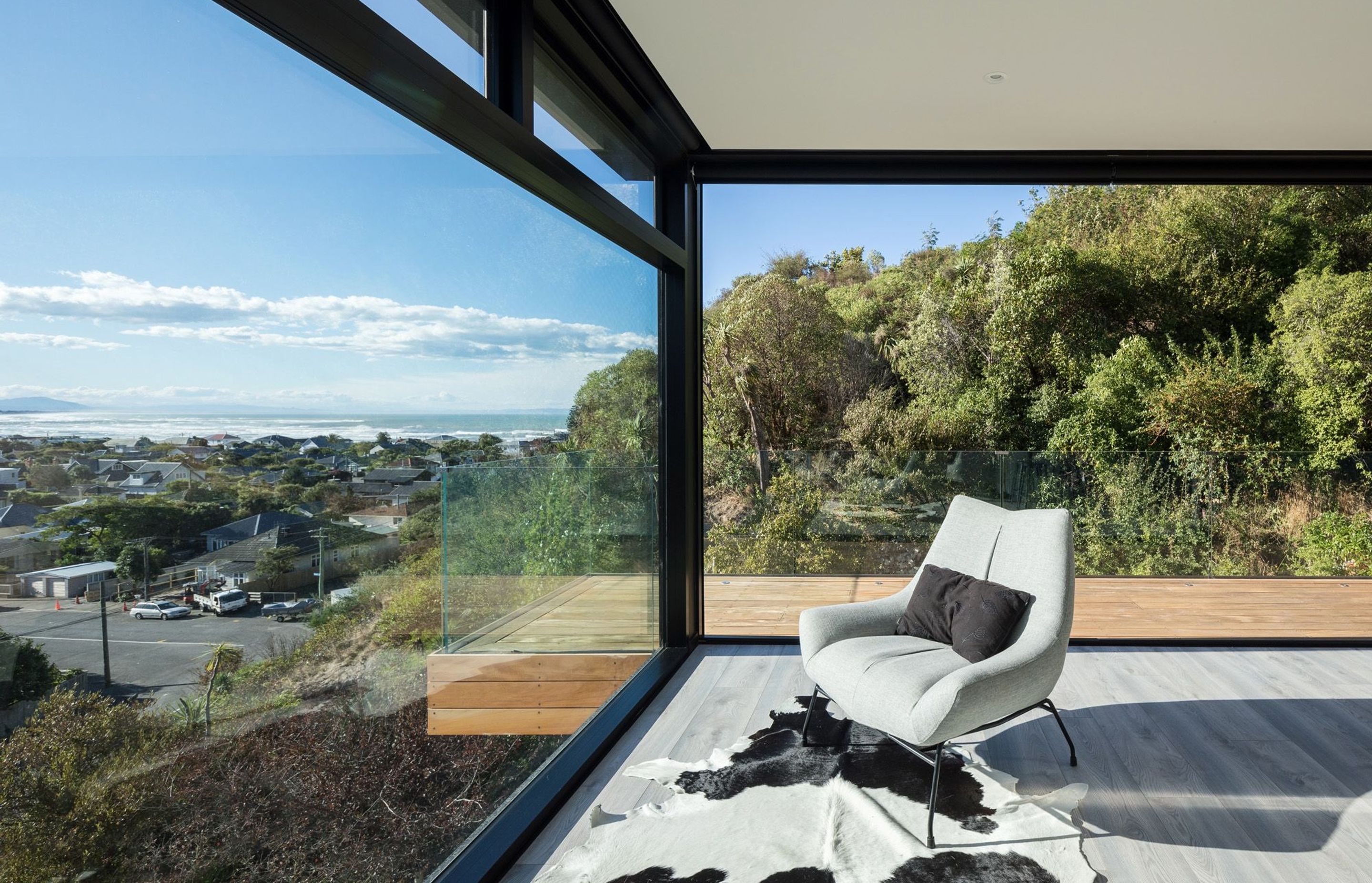 The view of Sumner beach and township from the main living area of the house.