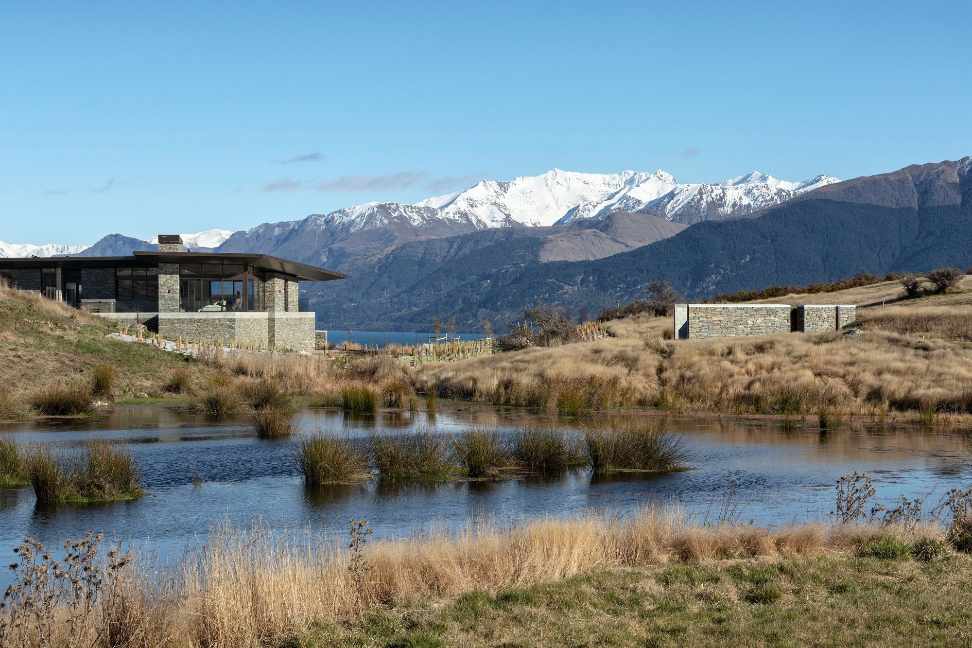 The house also overlooks Lake Wakatipu, an 80km-long inland lake that is known for its beauty being surrounded by mountains. Photograph: Simon Devitt.