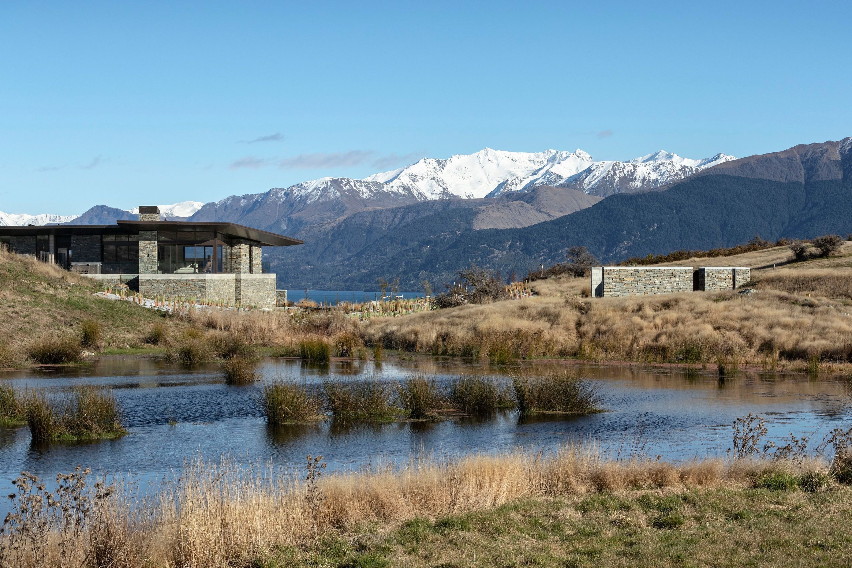 The house also overlooks Lake Wakatipu, an 80km-long inland lake that is known for its beauty being surrounded by mountains. Photograph: Simon Devitt.