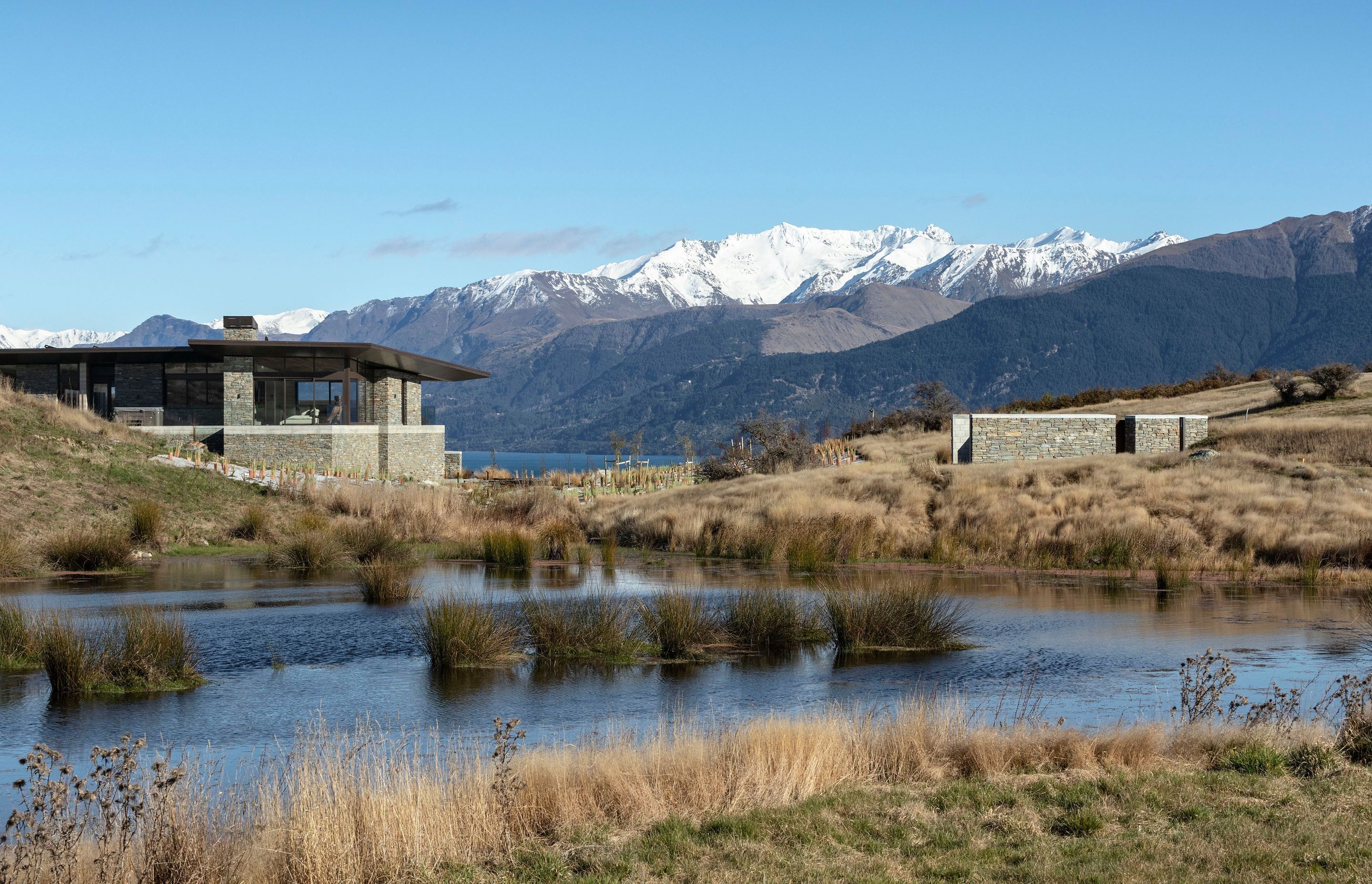 The house also overlooks Lake Wakatipu, an 80km-long inland lake that is known for its beauty being surrounded by mountains. Photograph: Simon Devitt.