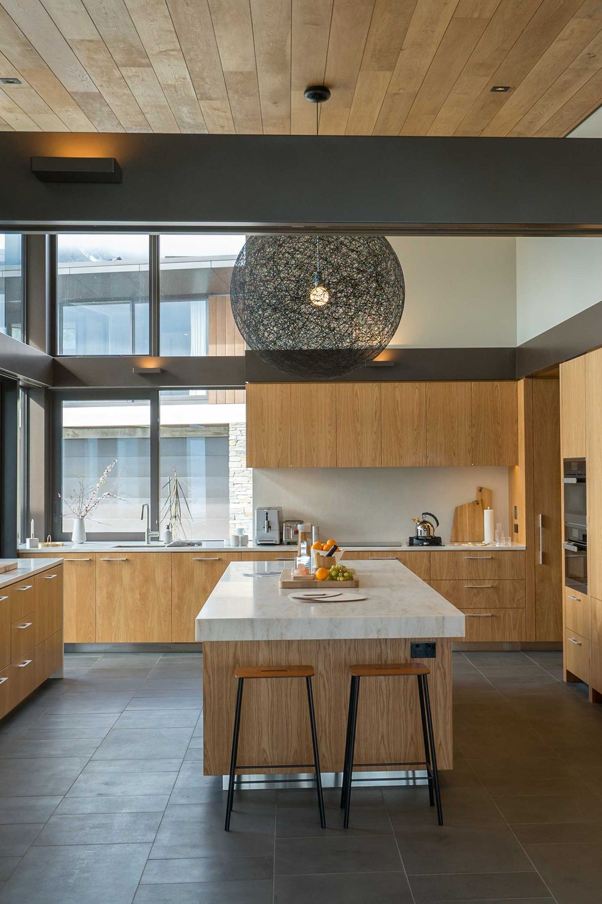 The kitchen overlooks a central courtyard. Photograph: ArchiPro.