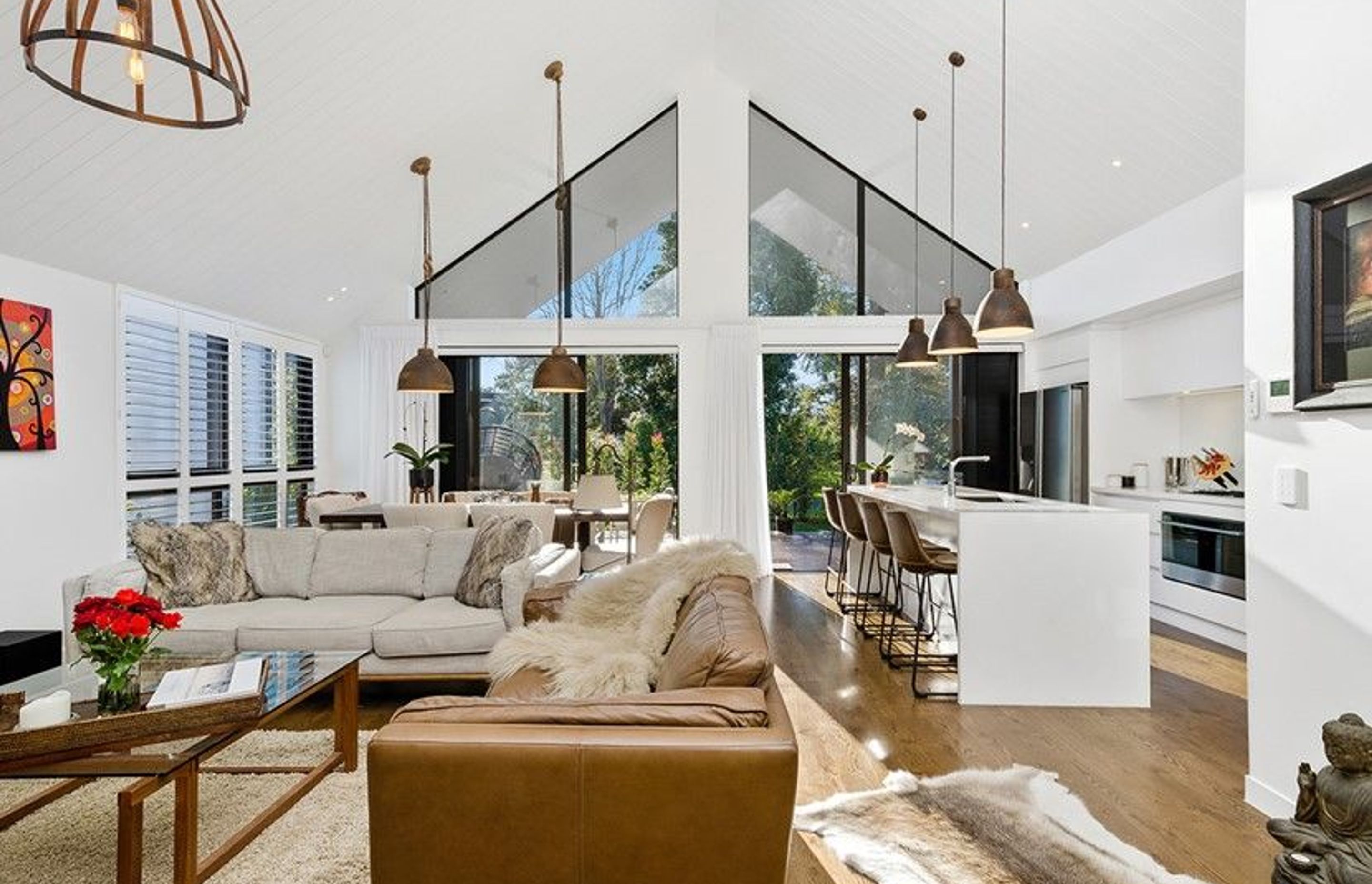 Hobsonville House I - Solid American White Oak Flooring finished w/ Stain in 'Antique Brown' and waterborne polyurethane