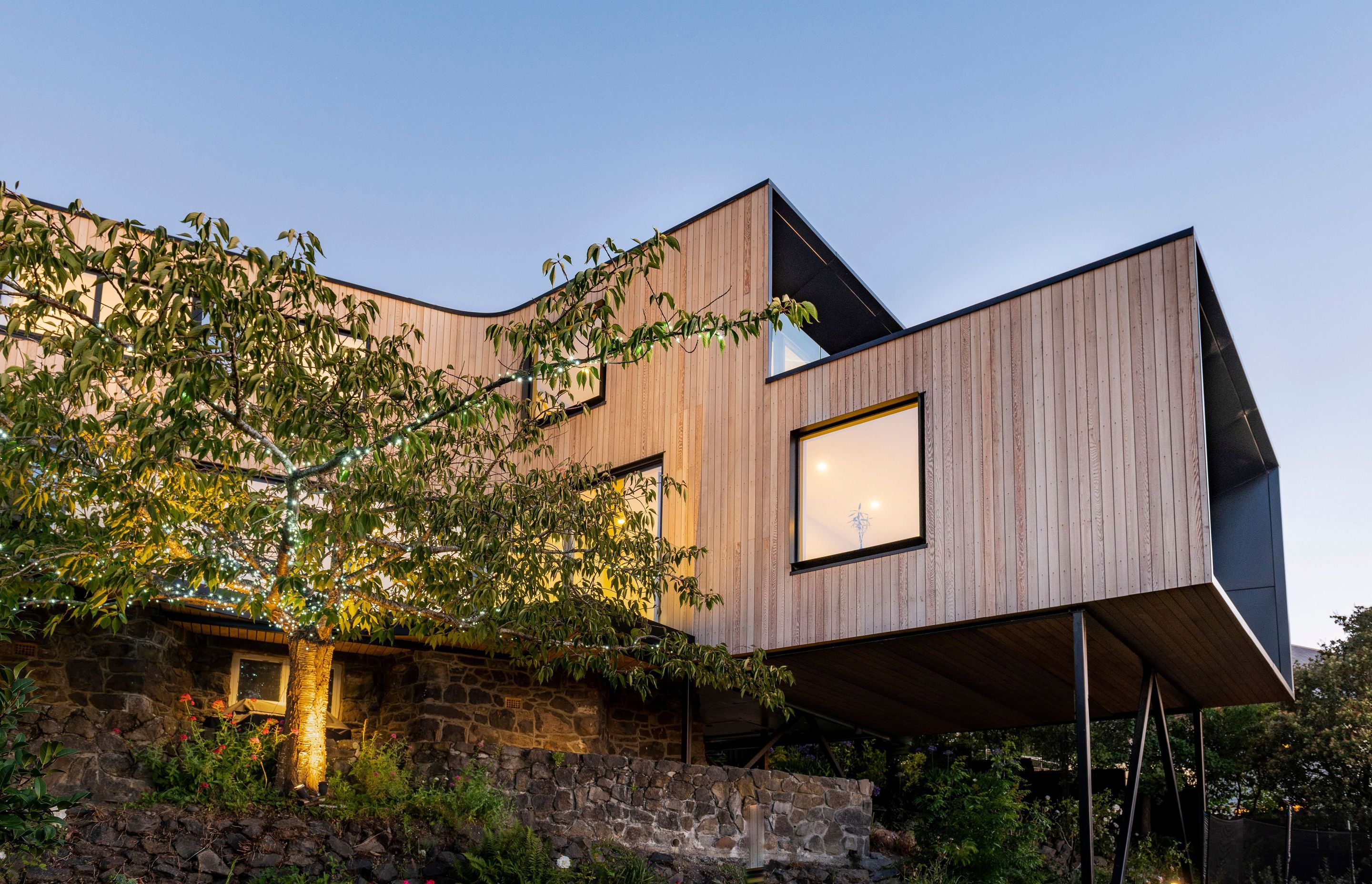 Built to 200 per cent of the earthquake code, the new house cantilevers out over the historic stone walls of the old Seager house destroyed during the February 2011 quake.