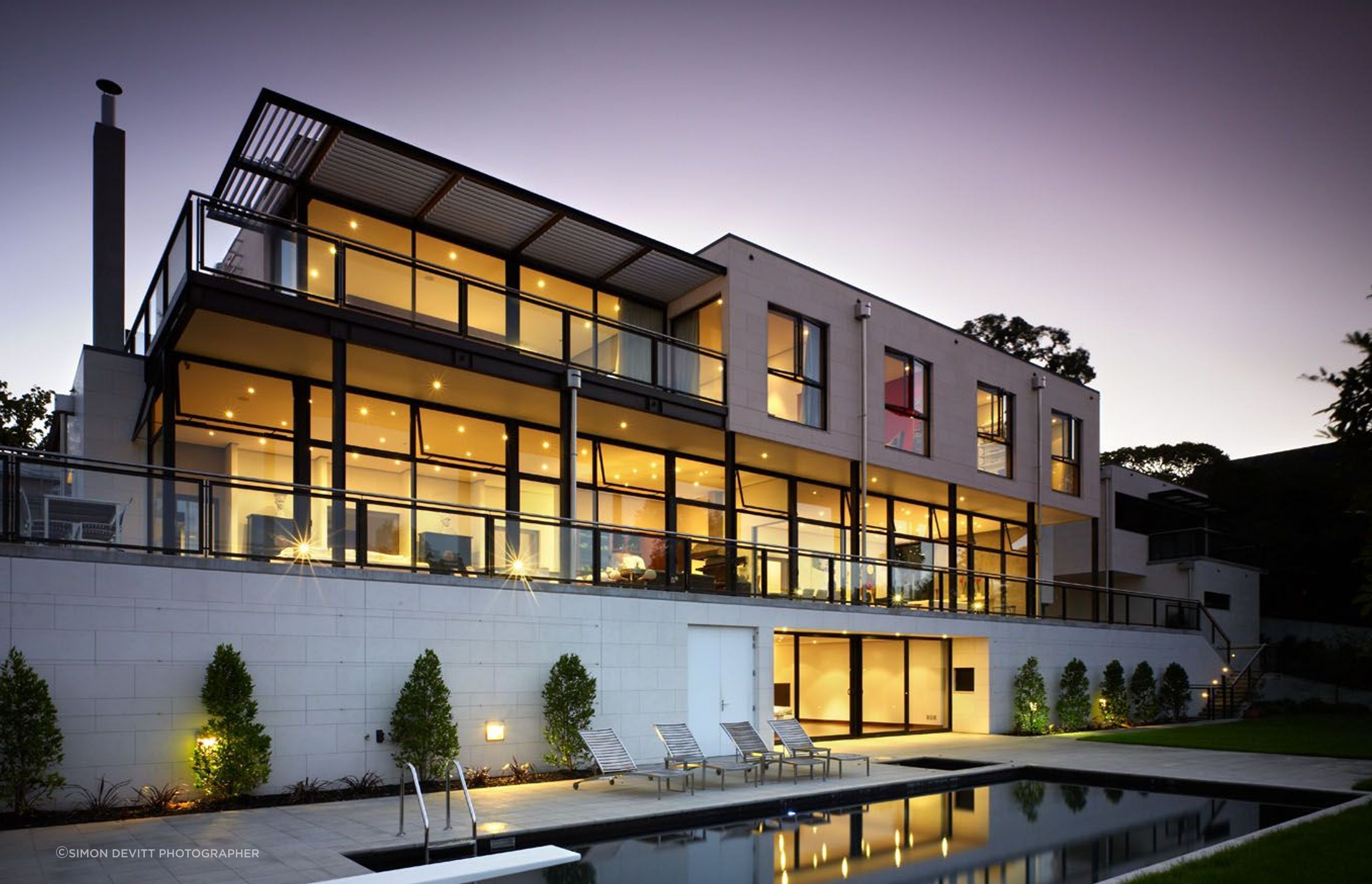 View from North East with pool and spa in foreground