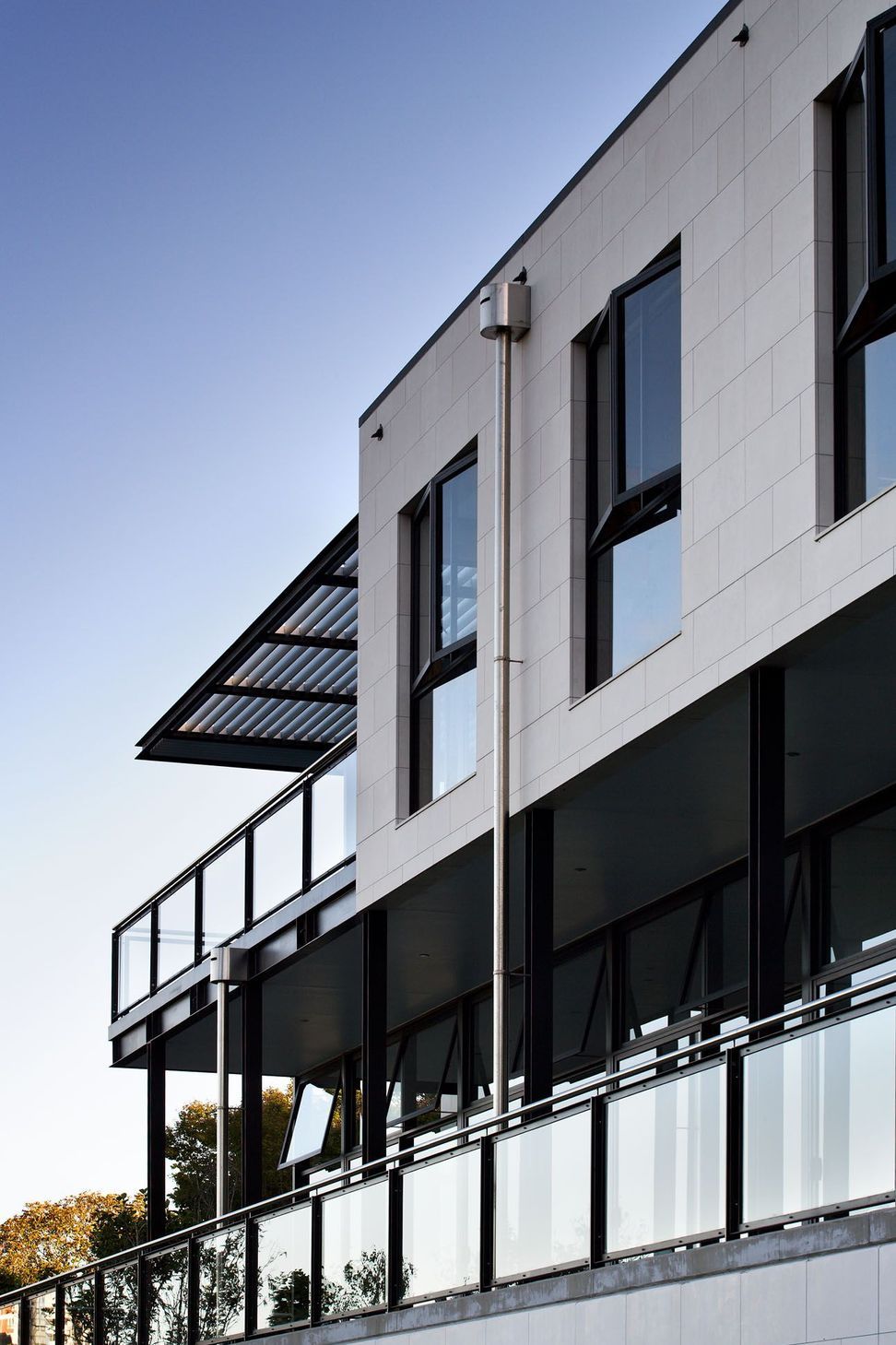 Detail of Limestone cladding and balustrade