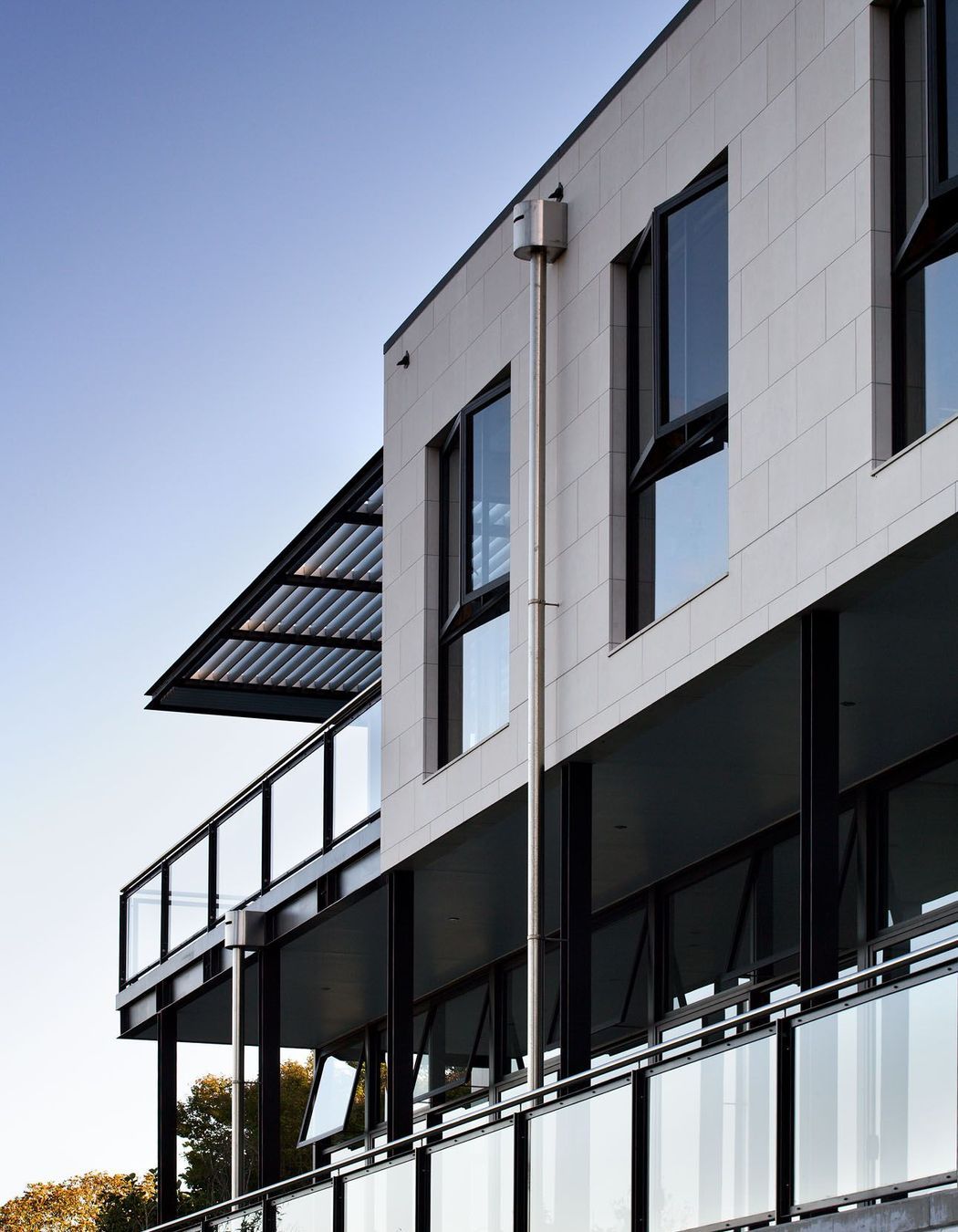 Detail of Limestone cladding and balustrade