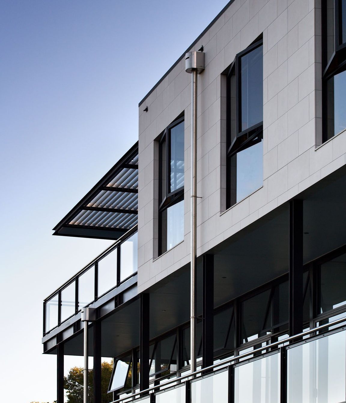 Detail of Limestone cladding and balustrade