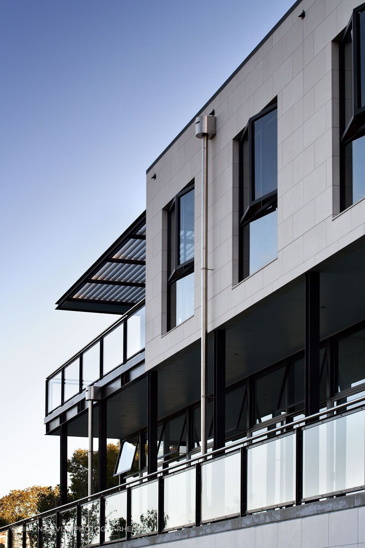 Detail of Limestone cladding and balustrade