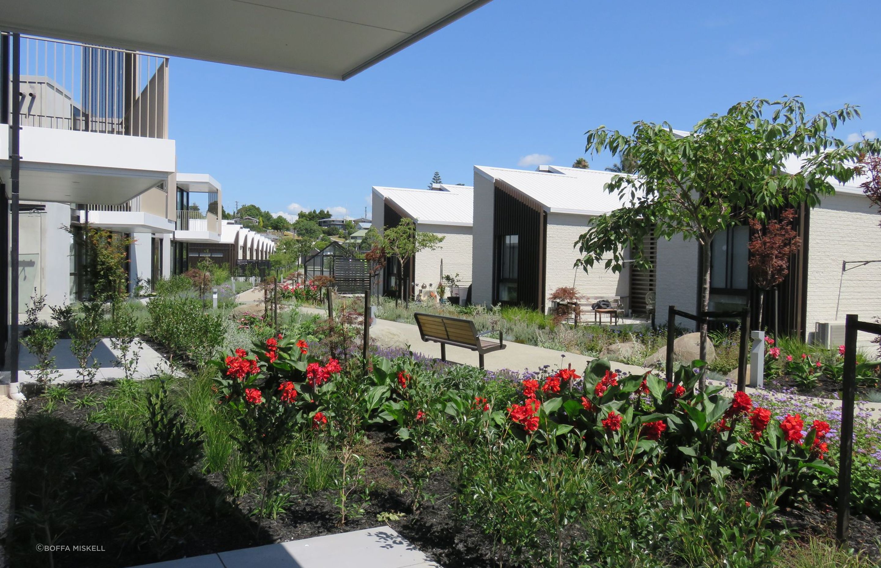 As part of the new model, man-made barriers have been kept to a minimum to encourage the sense of community. Planting instead has been used to delineate spaces while providing a more pleasant outlook.