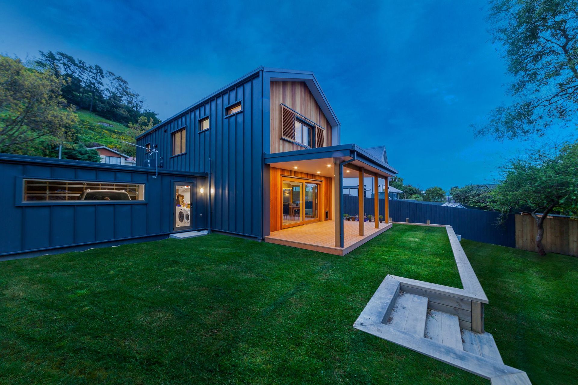 Front yard at night.