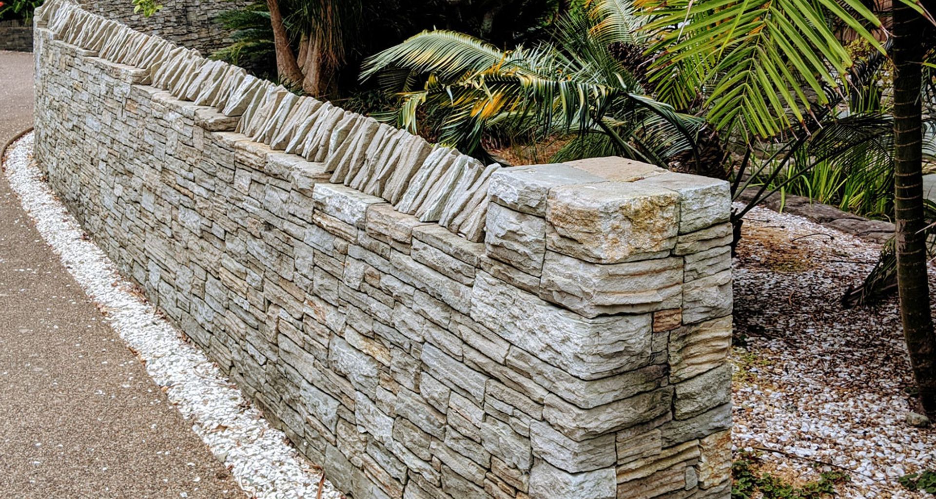 Driveway &amp; enclosed garden curved wal