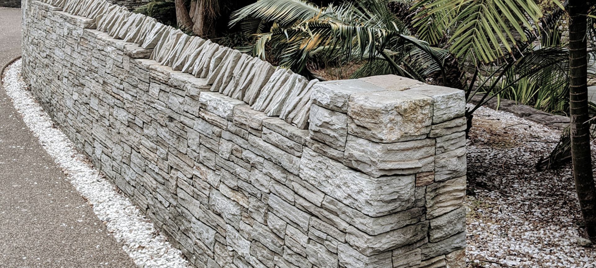 Driveway &amp; enclosed garden curved wal