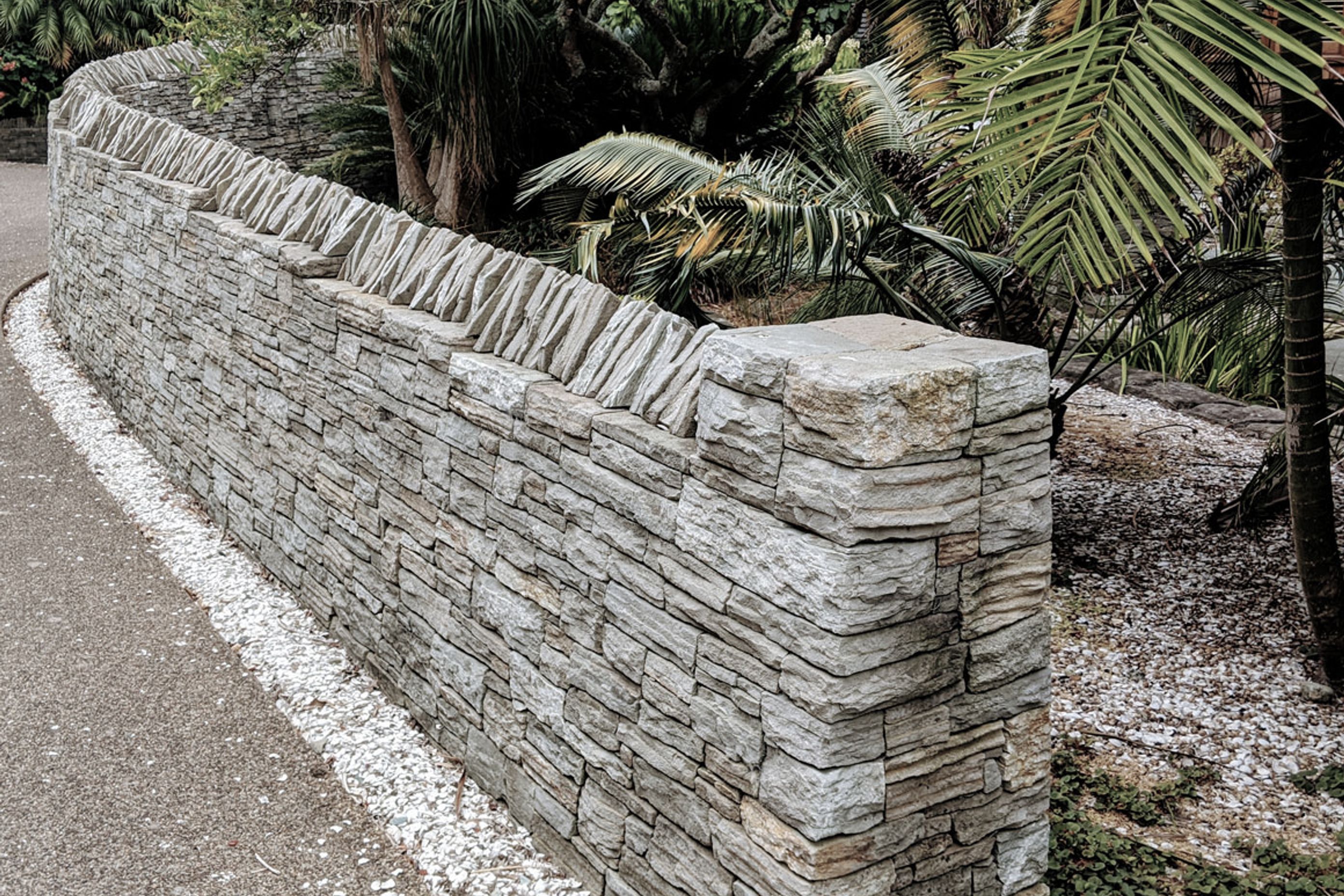 Driveway &amp; enclosed garden curved wal