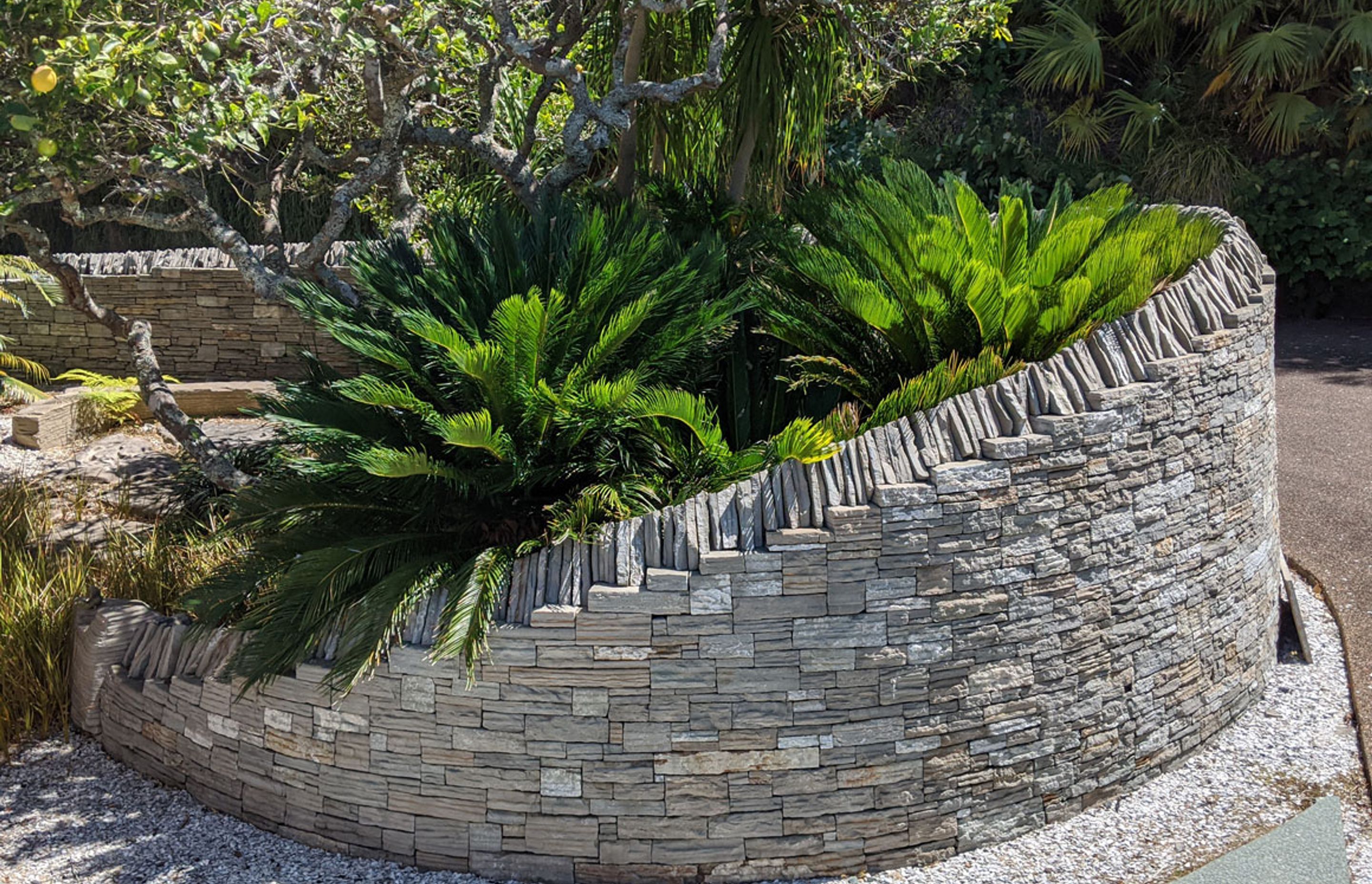 Main entrance feature stone wall