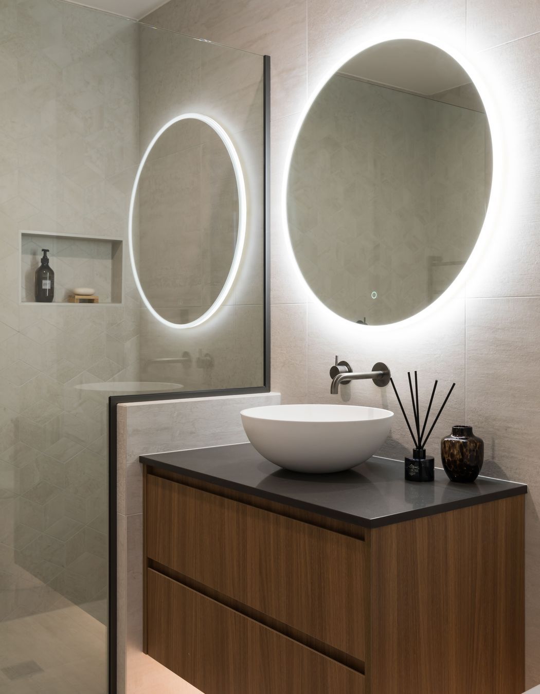 Downstairs Bathroom - custom made timber vanity