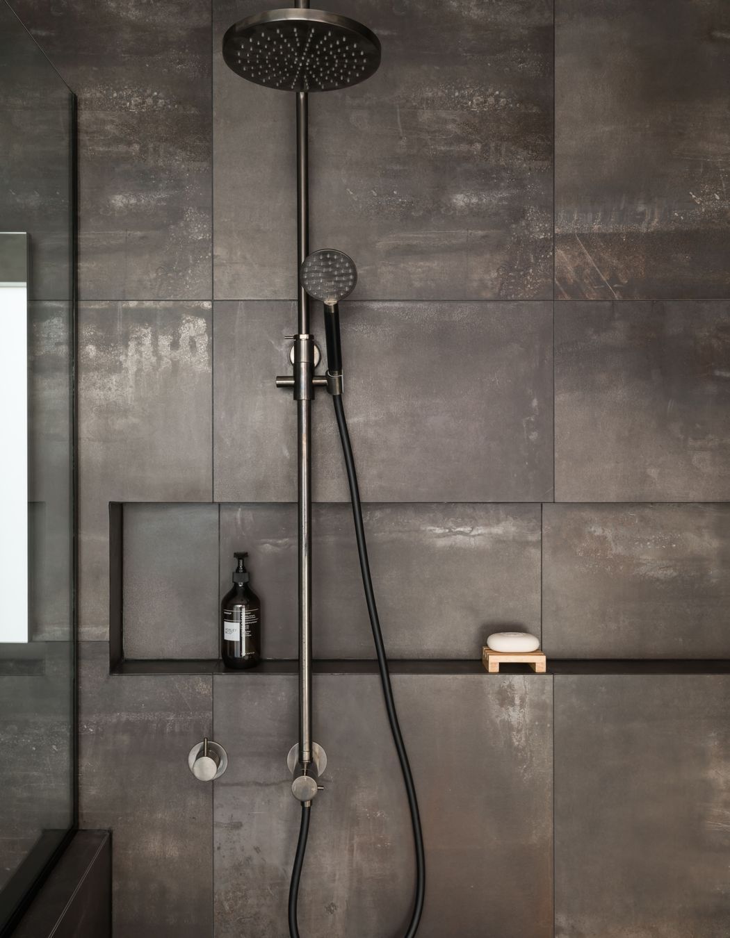 Ensuite Bathroom - walk in wet room - aged iron fittings