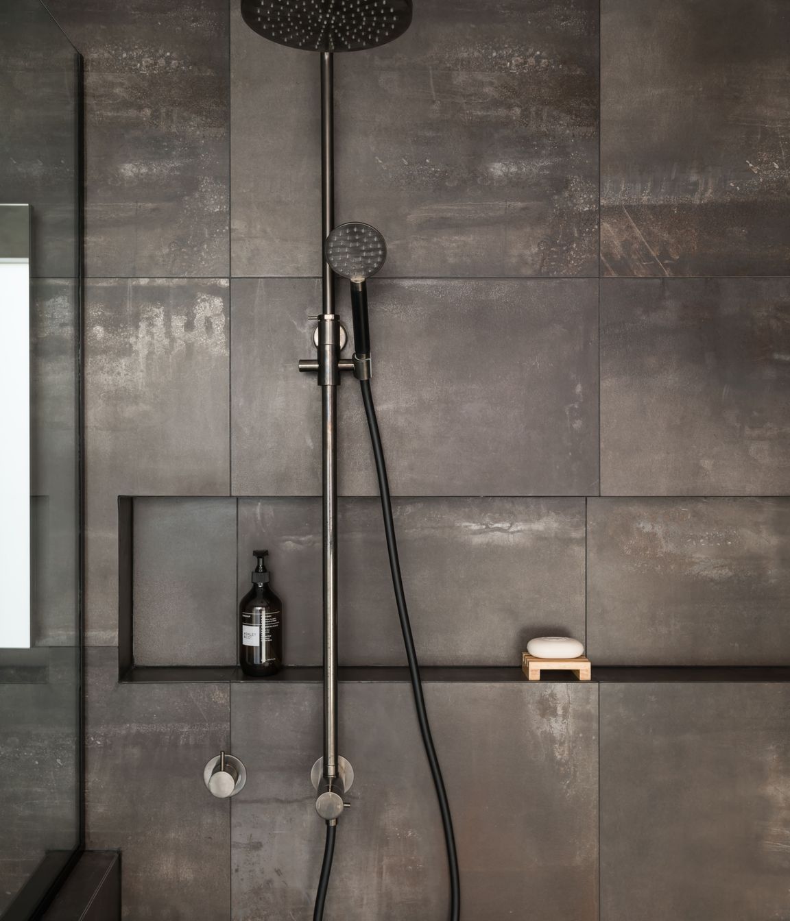 Ensuite Bathroom - walk in wet room - aged iron fittings