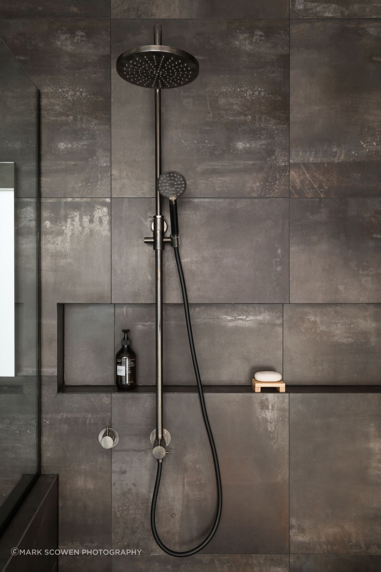 Ensuite Bathroom - walk in wet room - aged iron fittings