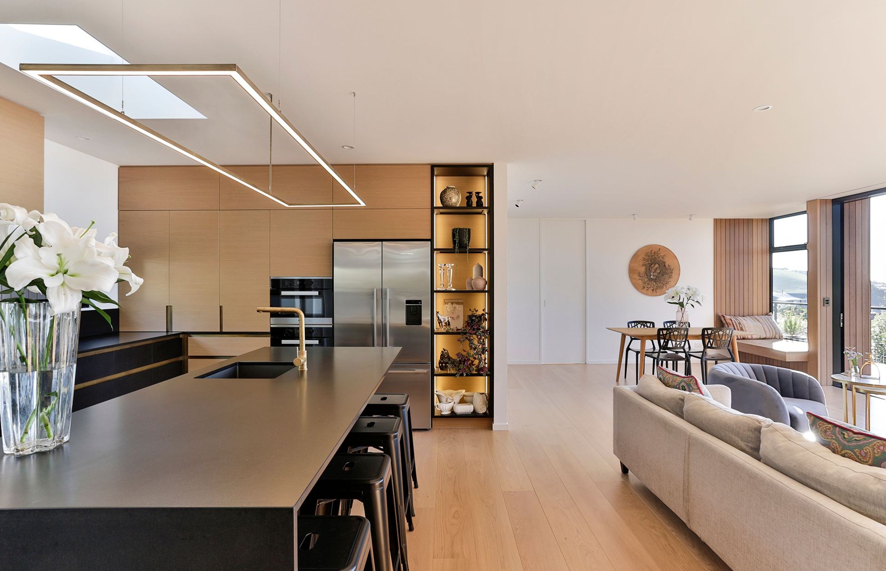 The kitchen was designed by Davinia Sutton to reflect the overall architectural language of the house.