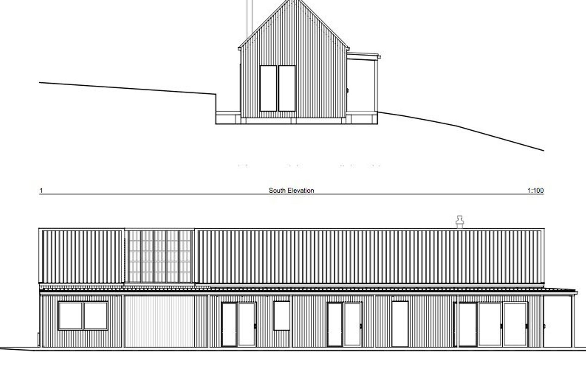 South and east-facing elevations by MAKE Architects.