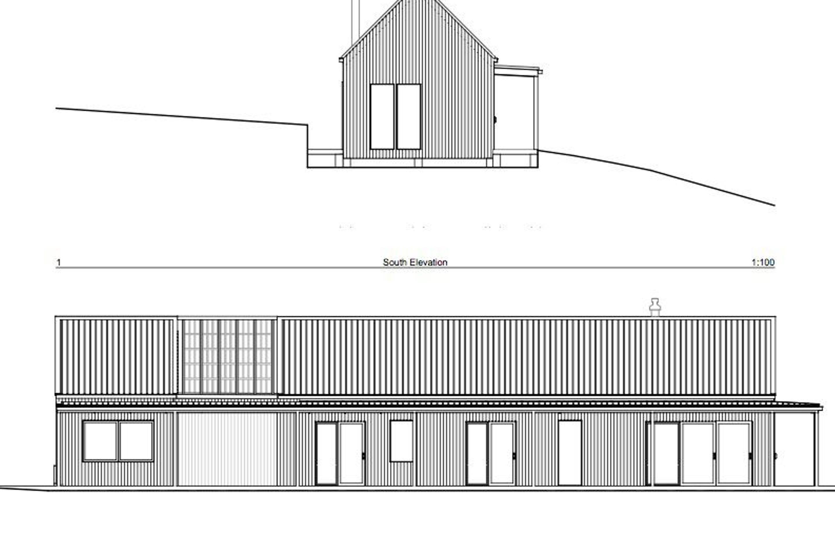 South and east-facing elevations by MAKE Architects.