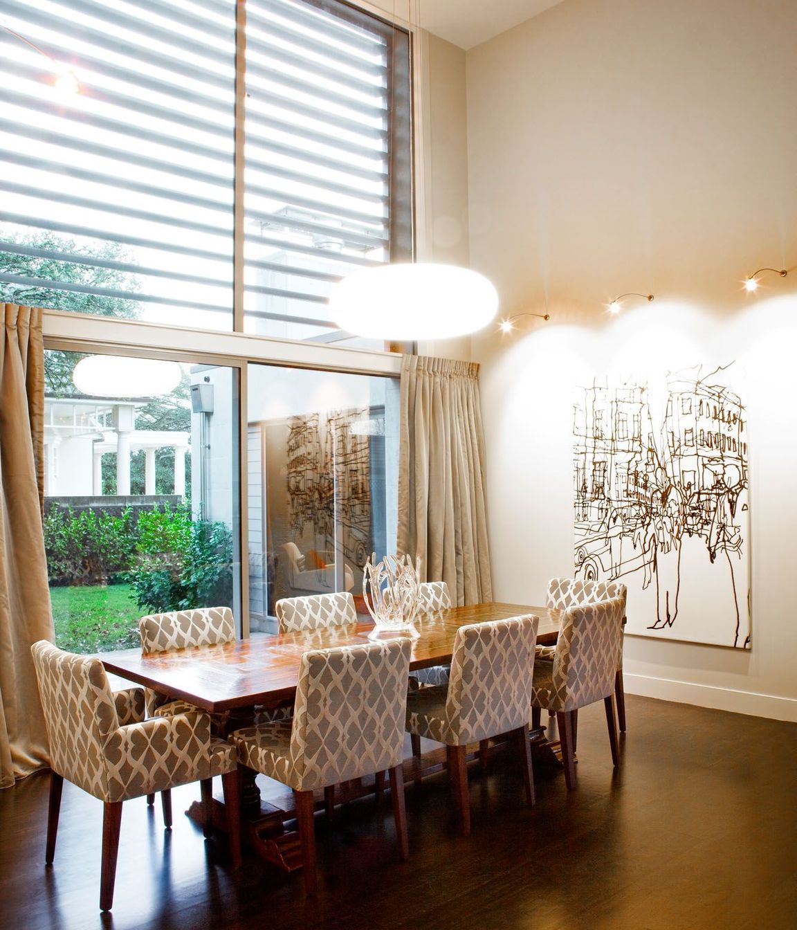 Lighting was a critical element of the bold and open dining space.