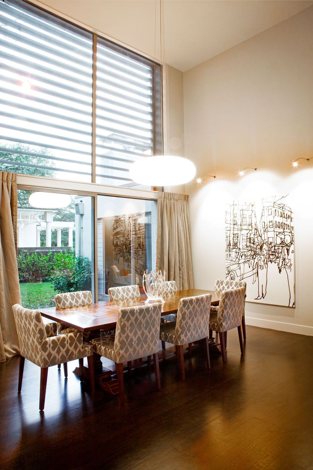 Lighting was a critical element of the bold and open dining space.