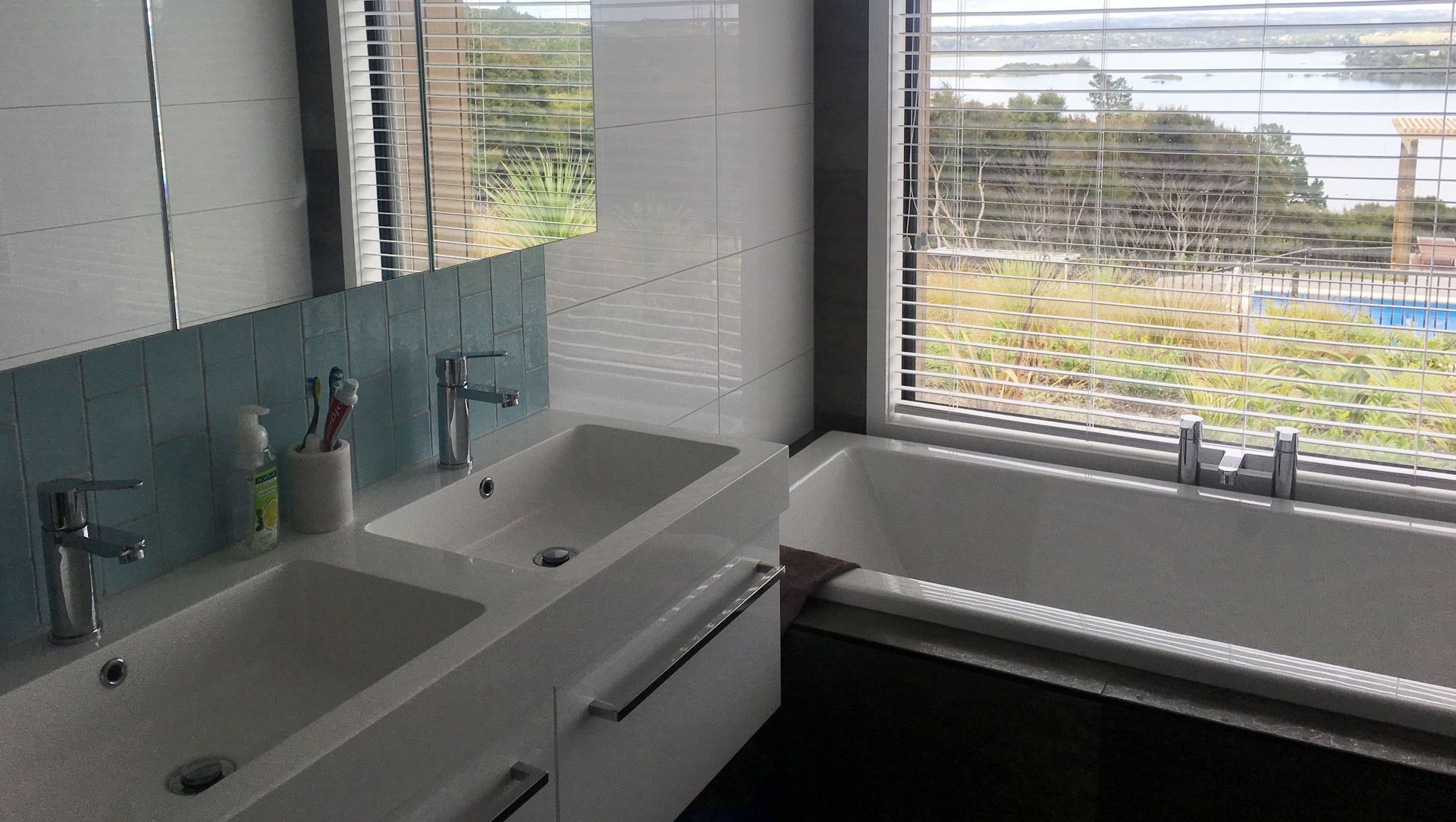 Splash 1200 Wall-Hung Vanity with Crystal Basin Taps, 1200 Mirror Unit, Drop Me Bath with Crystal Bath Filler