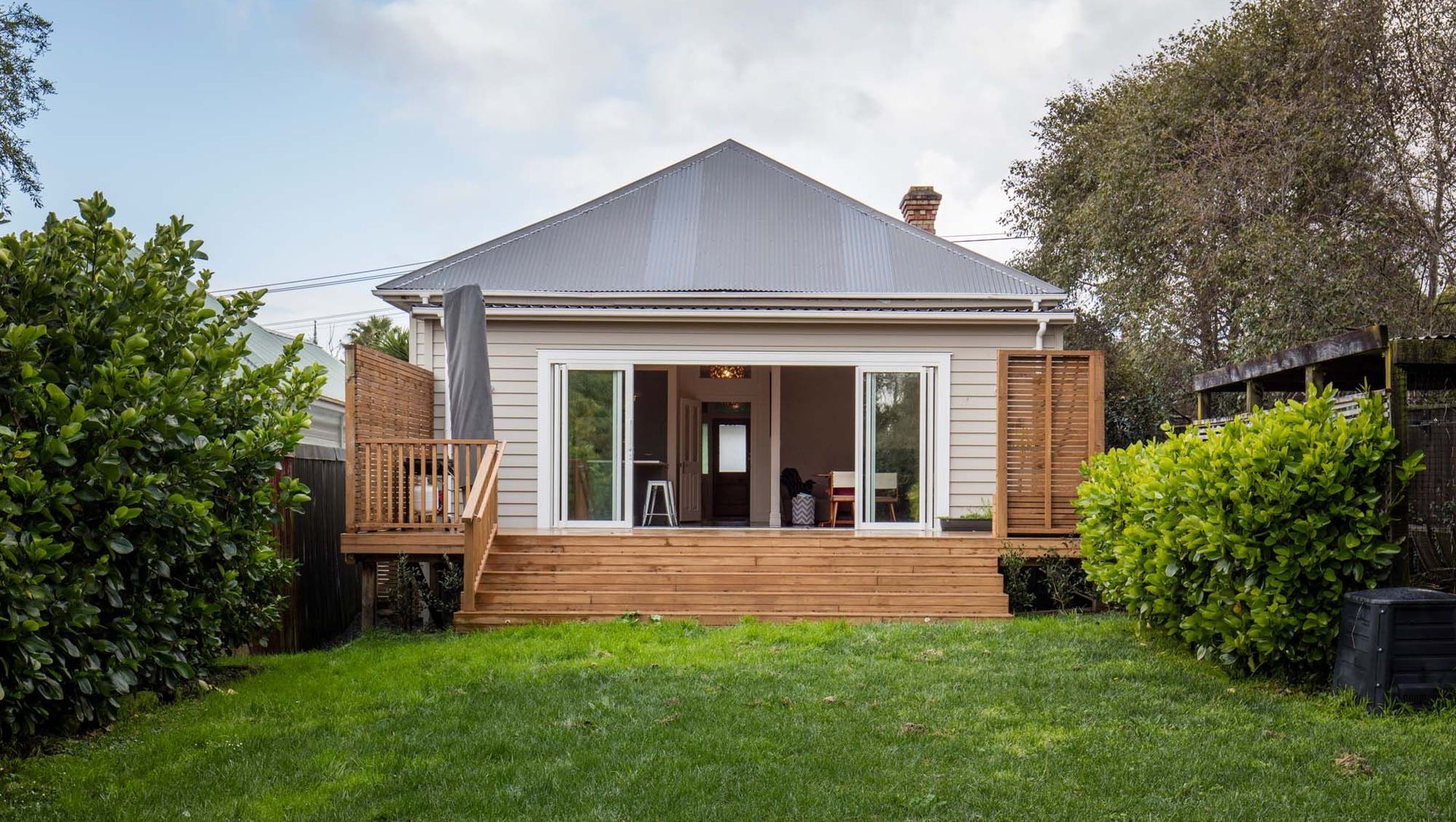 New deck extension onto garden.