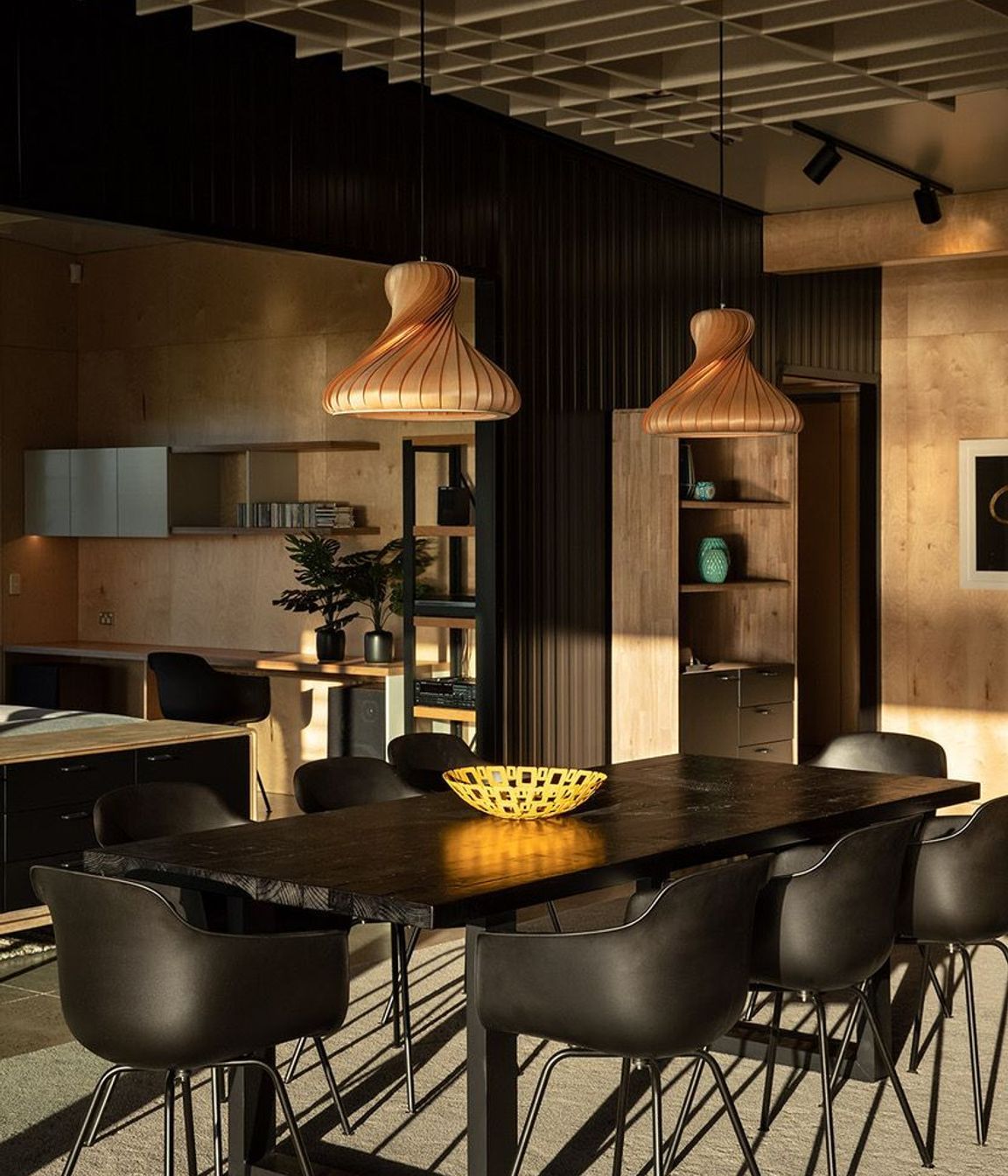 Monochromatic details contrast the warmth of the timber. Photograph: Simon Devitt.