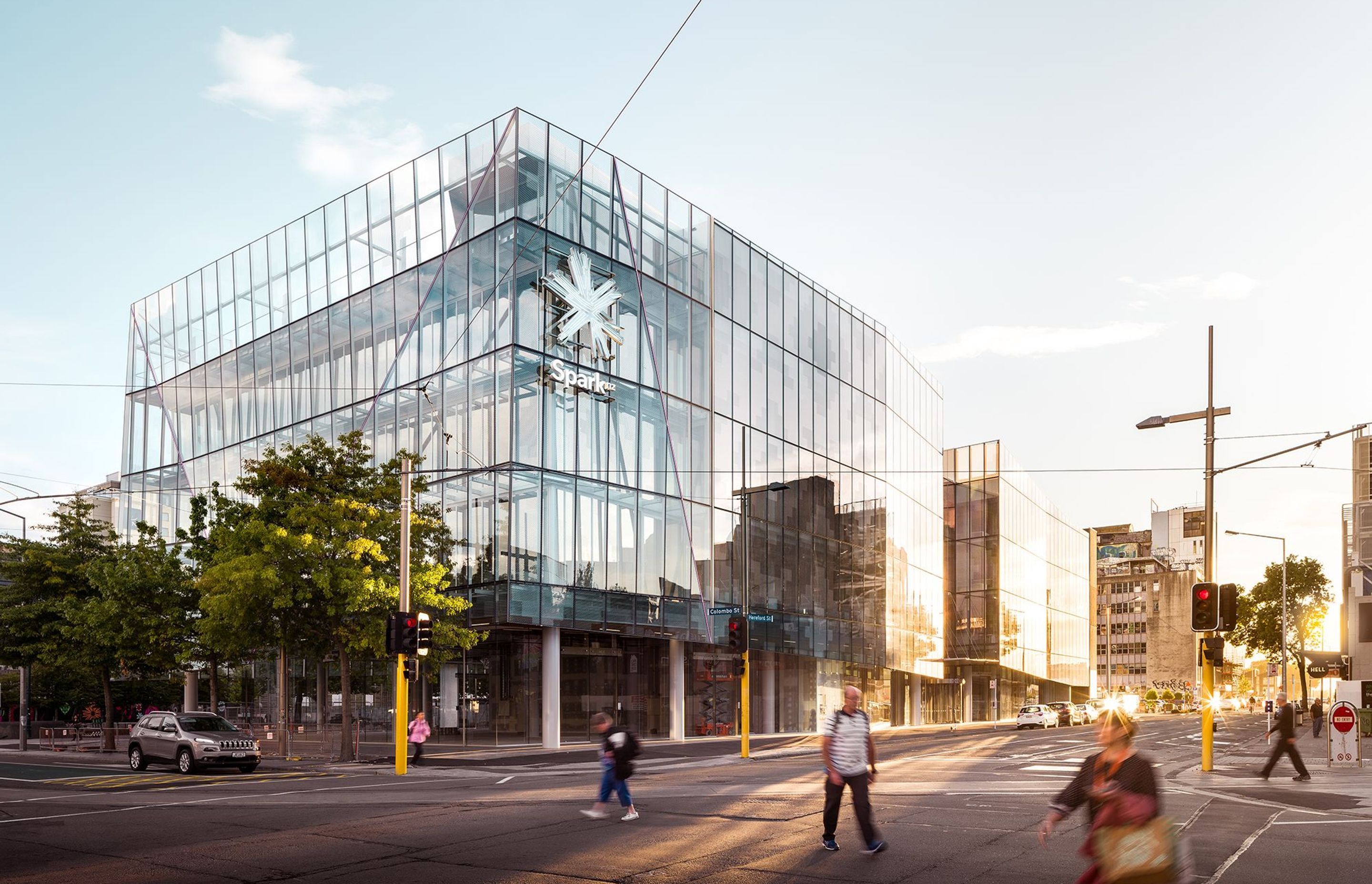 The landmark HQ of Spark NZ is the first new building completed by private developers in Cathedral Square since the earthquakes. All photography by Dennis Radermacher/Lightforge.