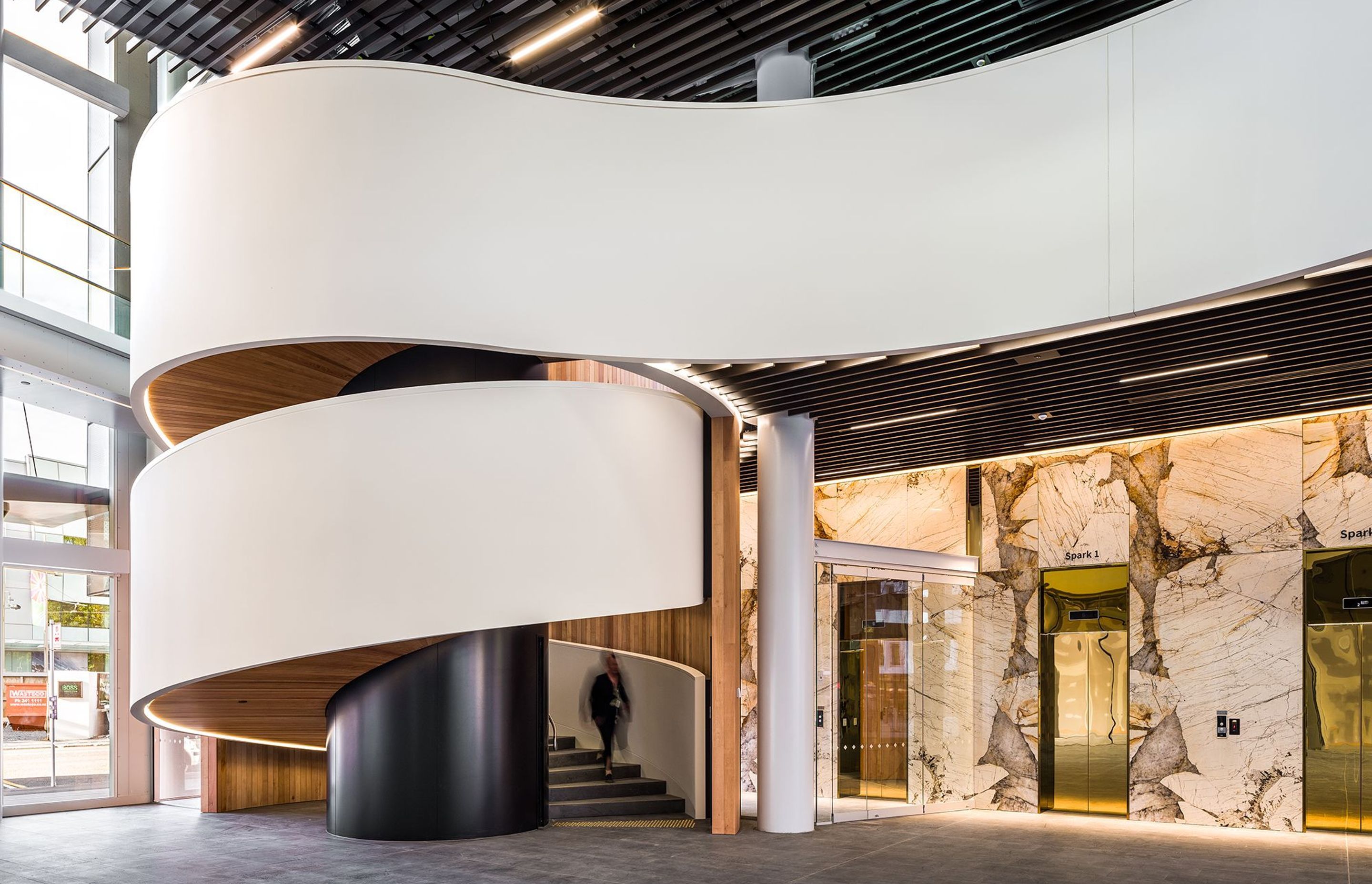 “The ribbon staircase is a thing of beauty as it curves through the space, creating a sculptural effect" – Jasper van der Lingen, Sheppard &amp; Rout Architects.