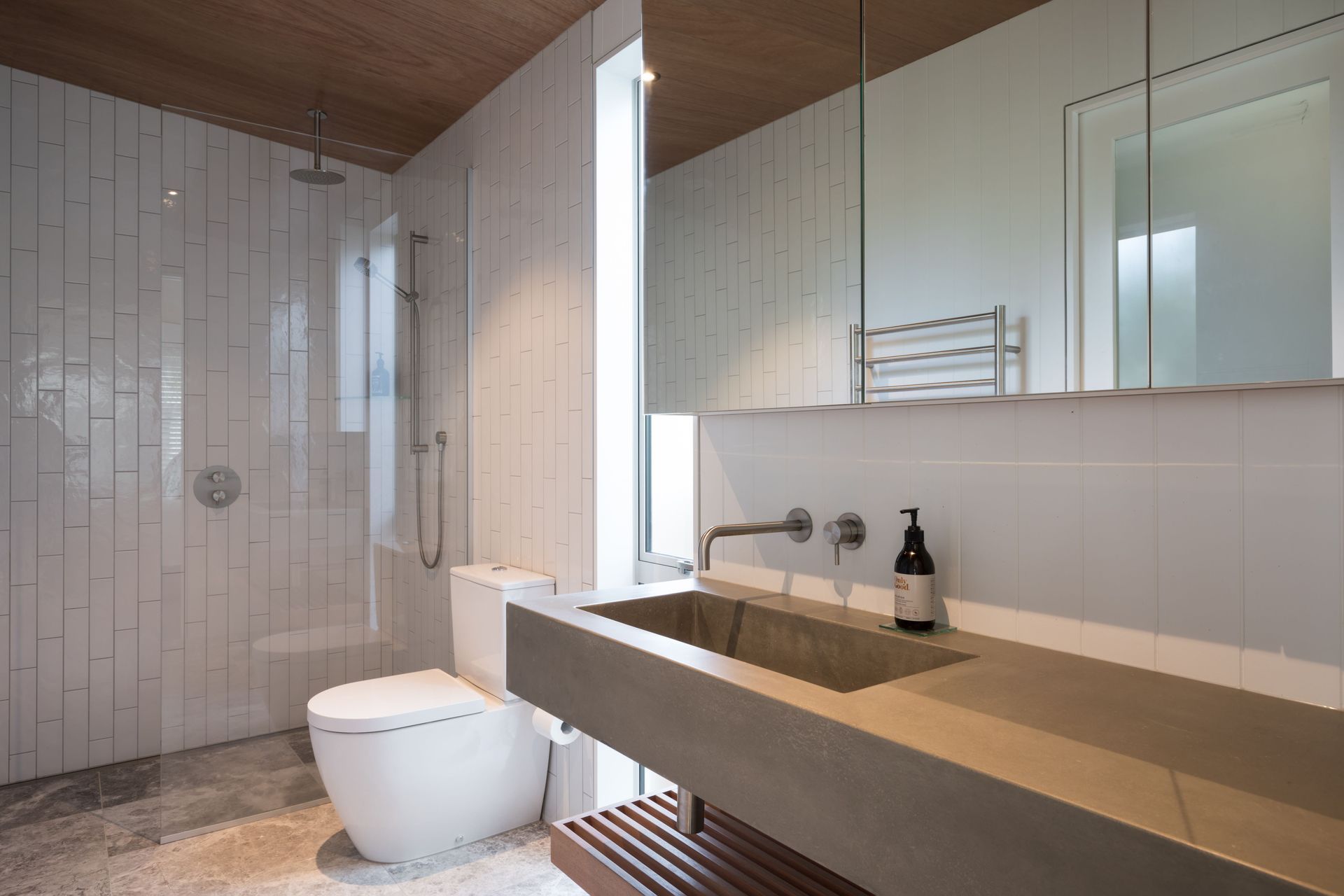 Ensuite - Source Series 1245 Mixer & Diverter. 21 Shower Slide & Head w/ 207 Outlet. SF027 200mm Rain Shower Head. Wash Basin 1314 Spout (250mm) & concealed mixer.