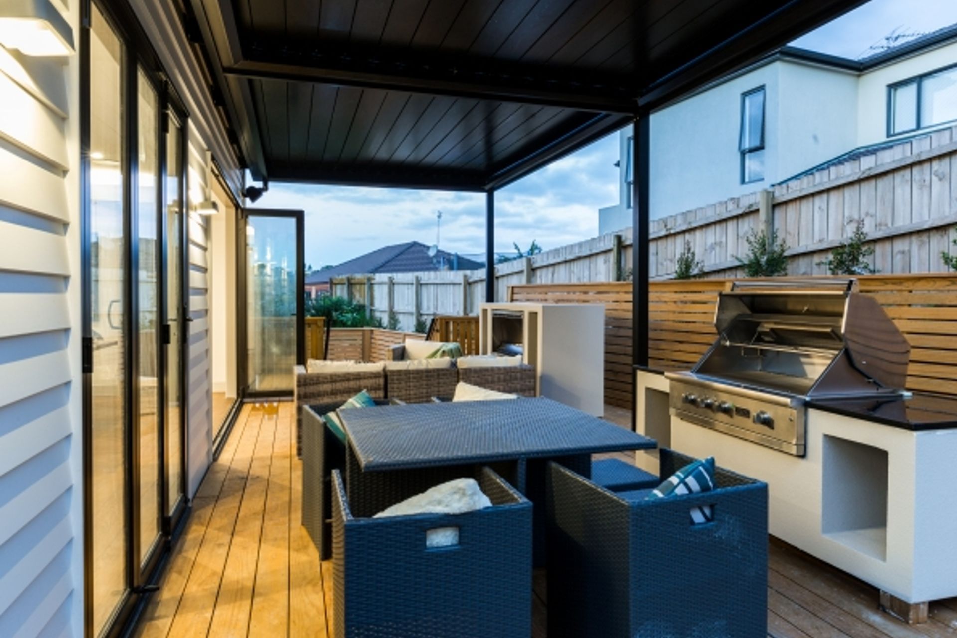 Lagonda Rise - Prime Grade Solid American White Oak in Herringbone Parquet w/ a two plank border and finished with a stain in 'Jacobean' and Waterborne Polyurethane