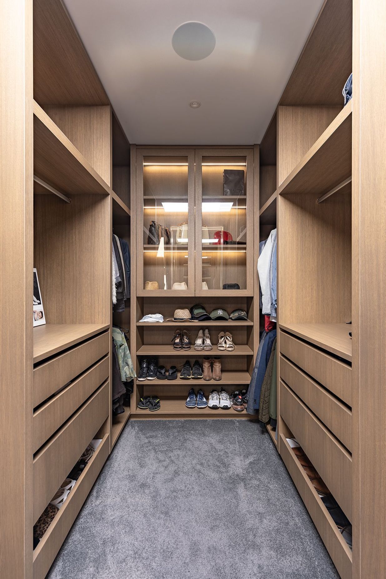 The walk-in wardrobe off the master bedroom suite.