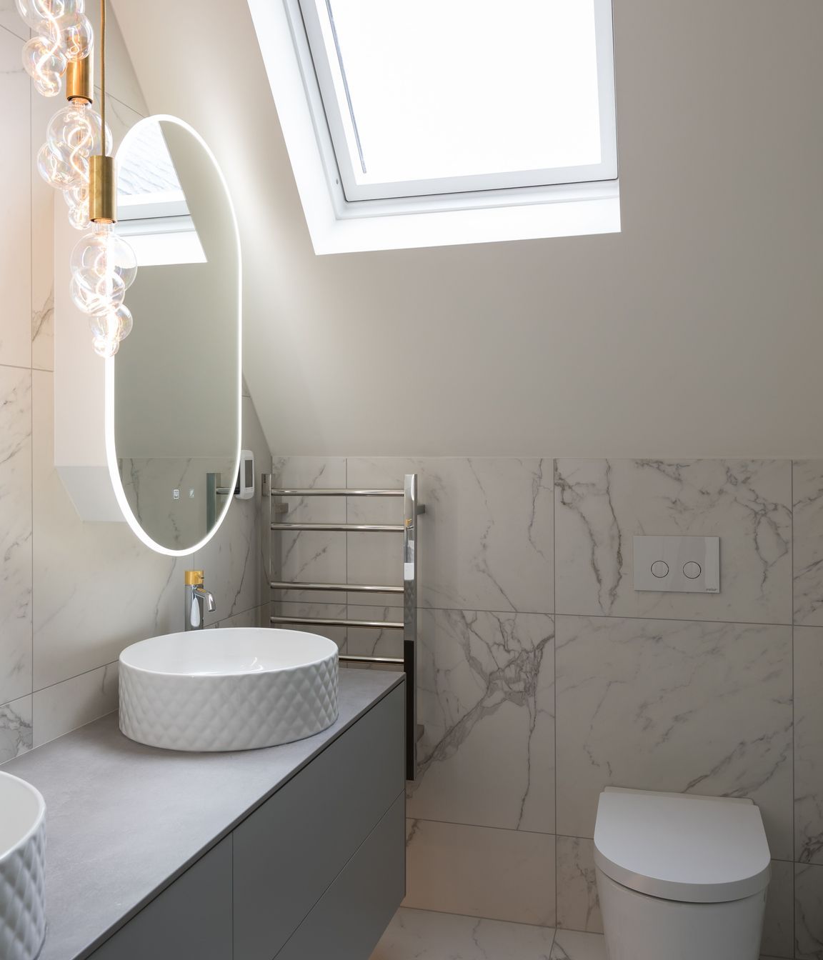Ensuite Bathroom - bubble pendant light fitting