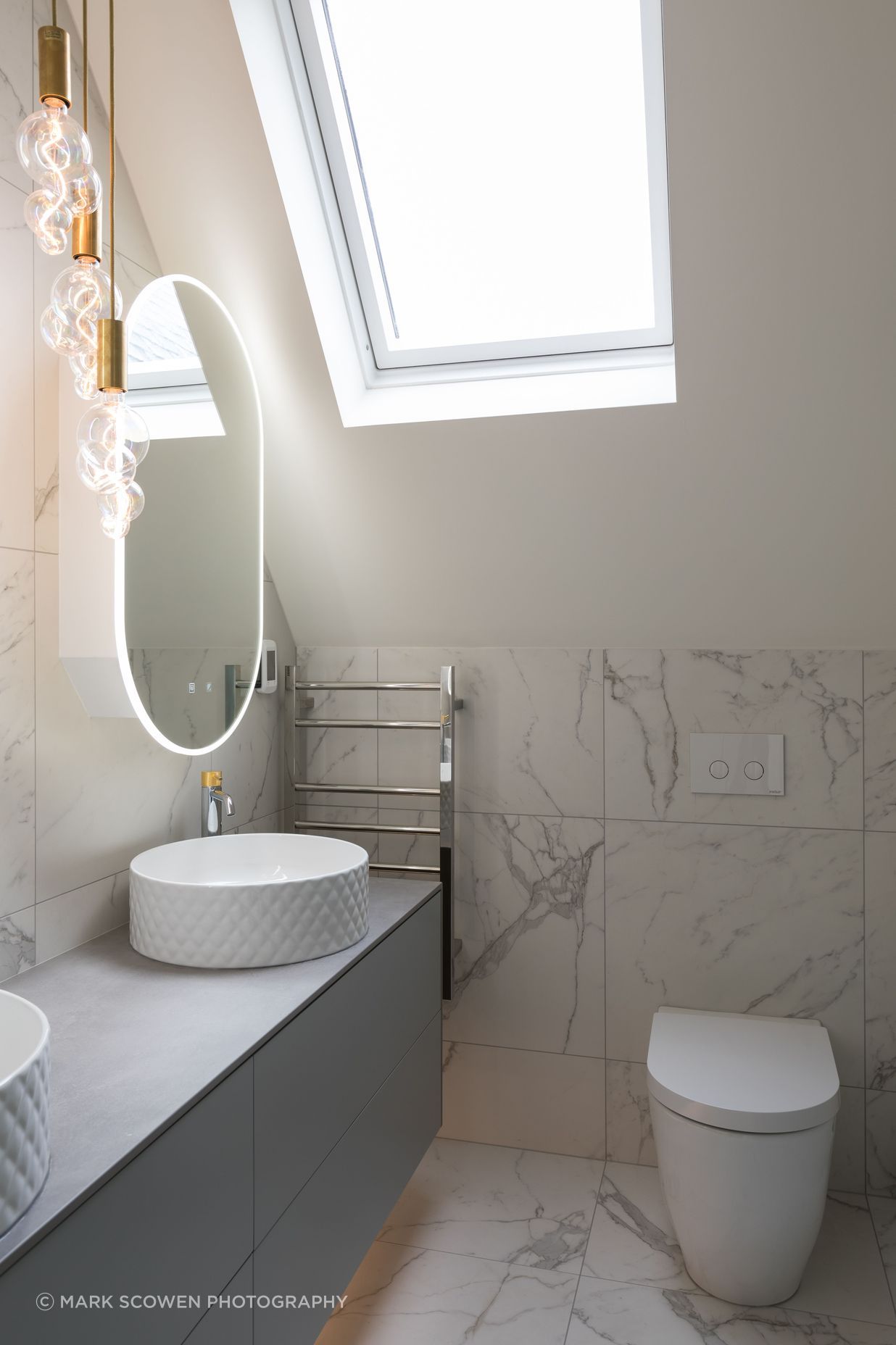 Ensuite Bathroom - bubble pendant light fitting