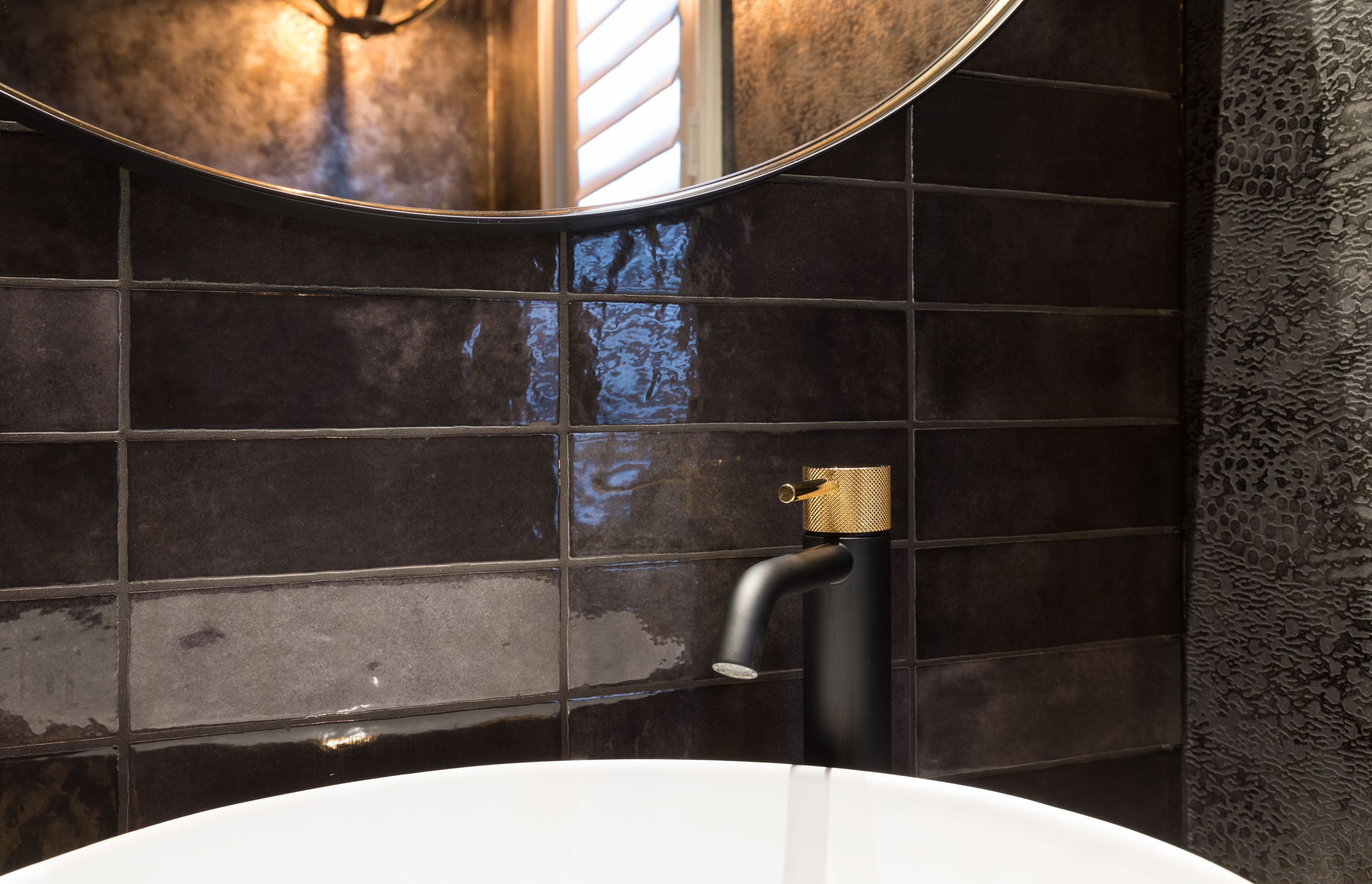 Powder Room - matt black and textured gold IB Rubineti tap