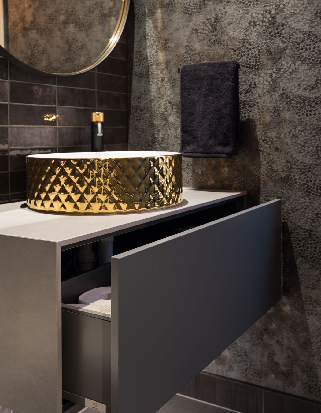 Powder Room - Custom vanity with great storage