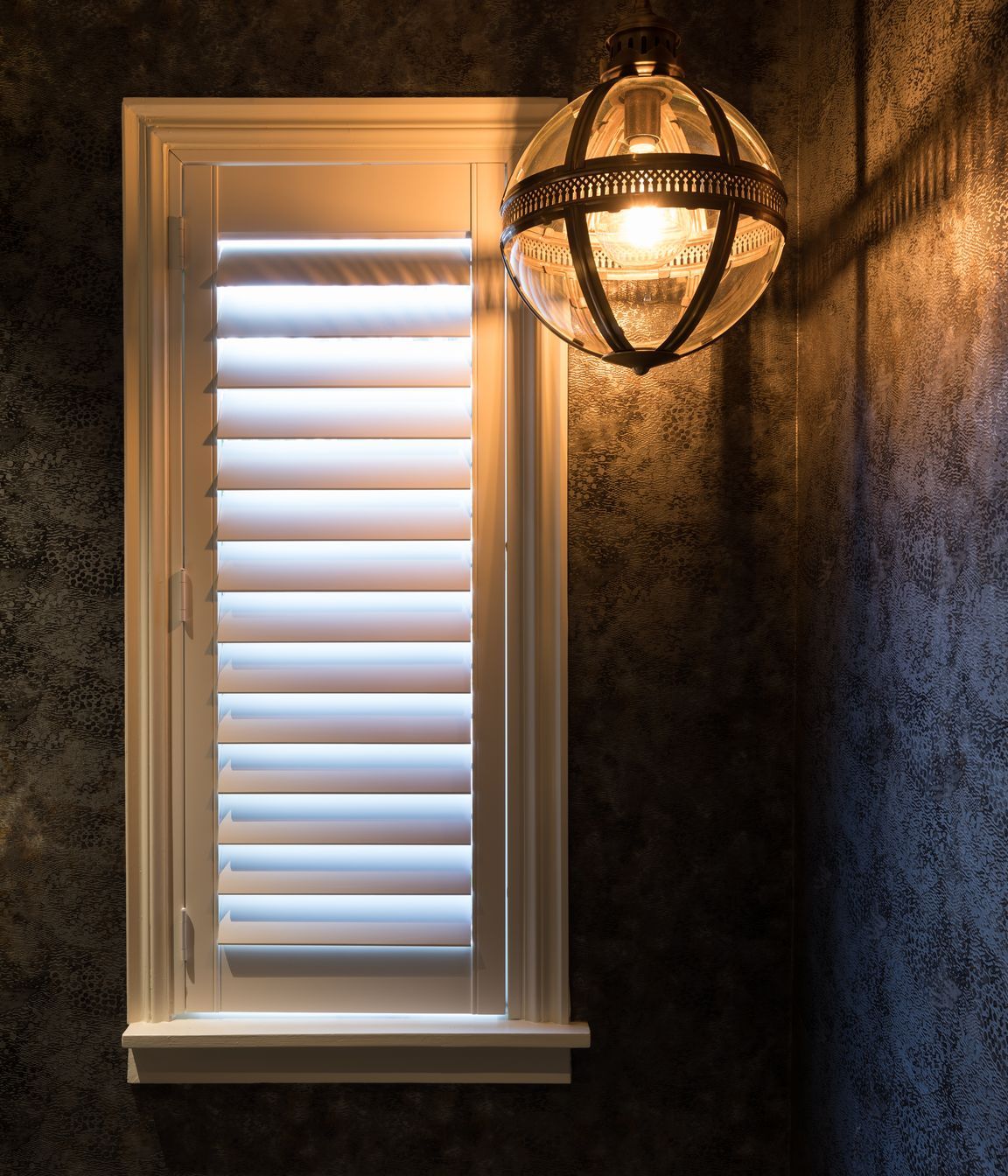 Combined Laundry and Powder Room - feature pendant light