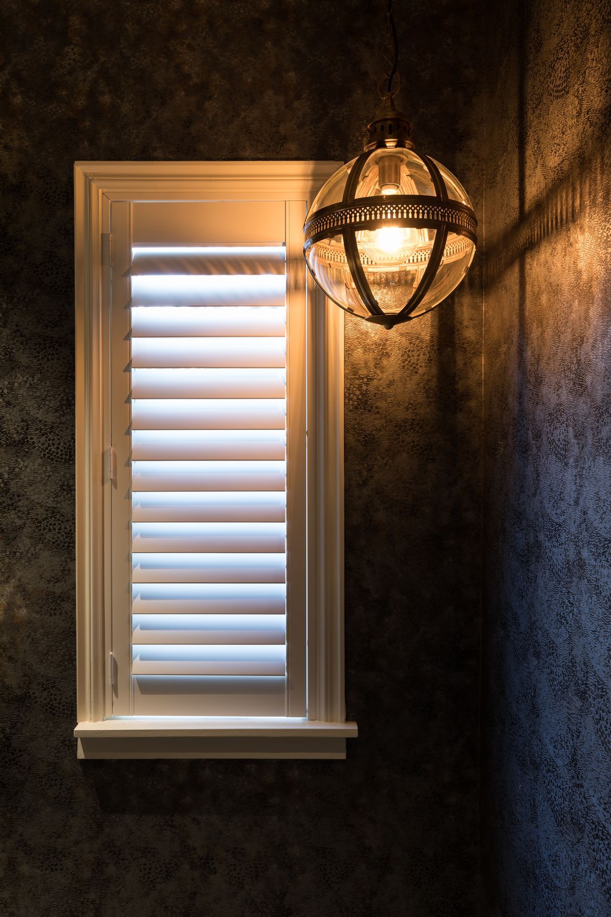 Combined Laundry and Powder Room - feature pendant light