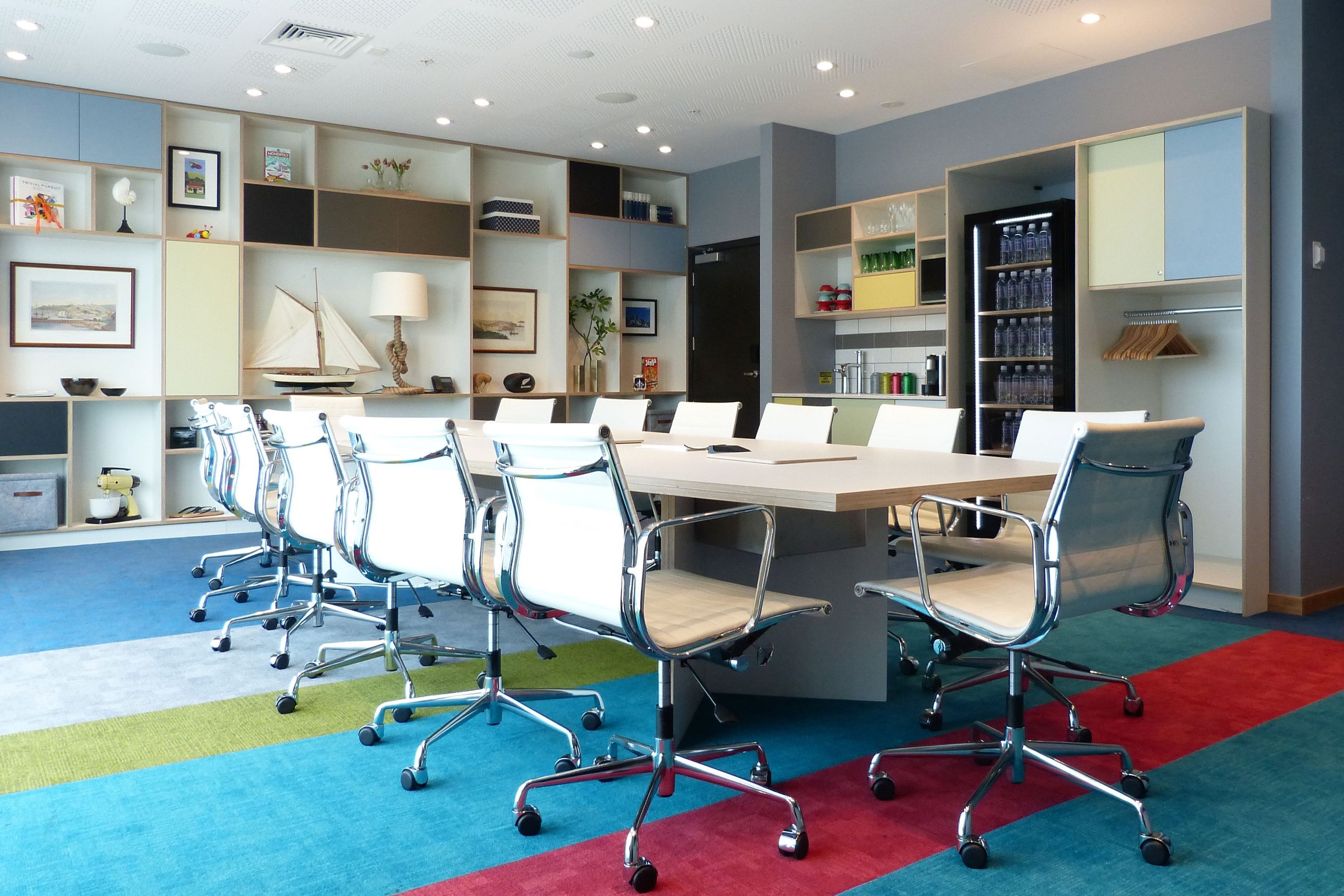 A custom boardroom table takes centre stage in this boardroom.  Futura HPL plywood comes to the fore