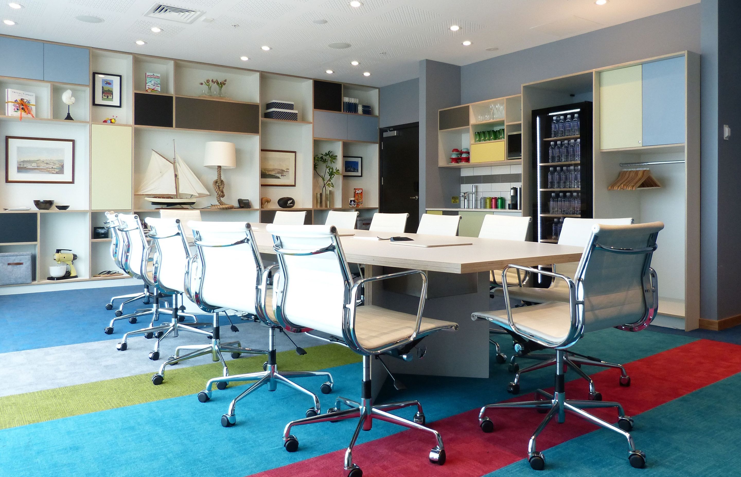A custom boardroom table takes centre stage in this boardroom.  Futura HPL plywood comes to the fore