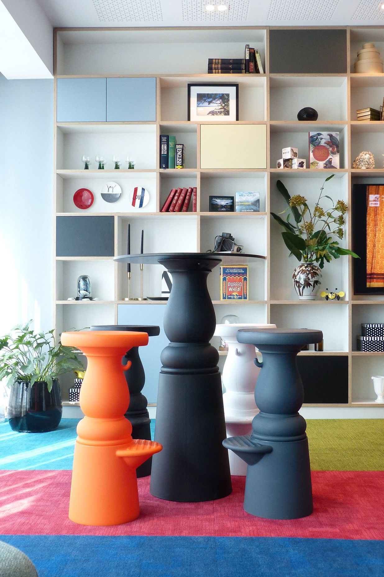 Marcel Wanders' New Antiques range of playful bar stools and leaners allow guests to take a break between their billiards shots in the pre-function space.