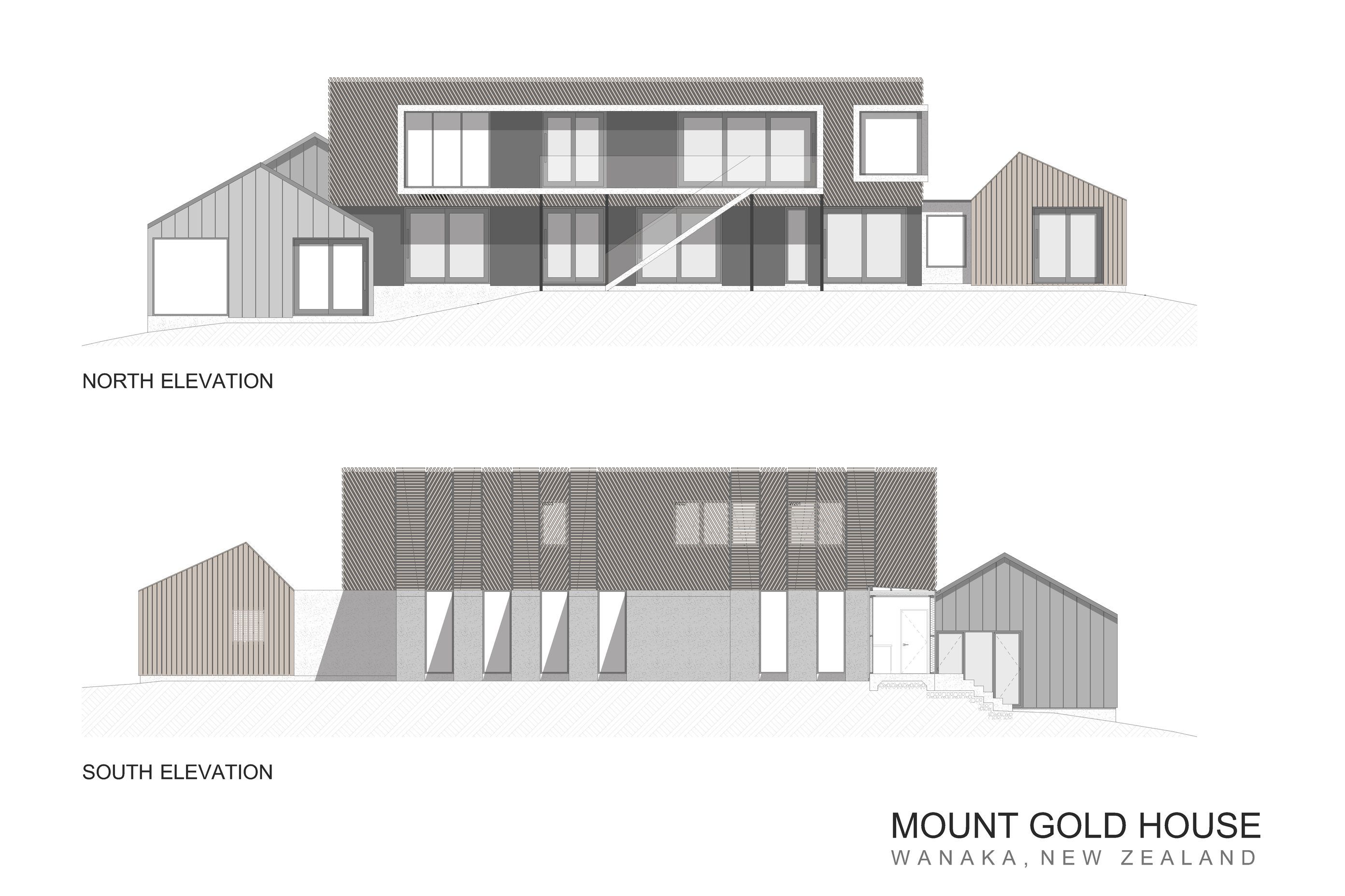The north and south elevations of Mount Gold House by AO Architecture.