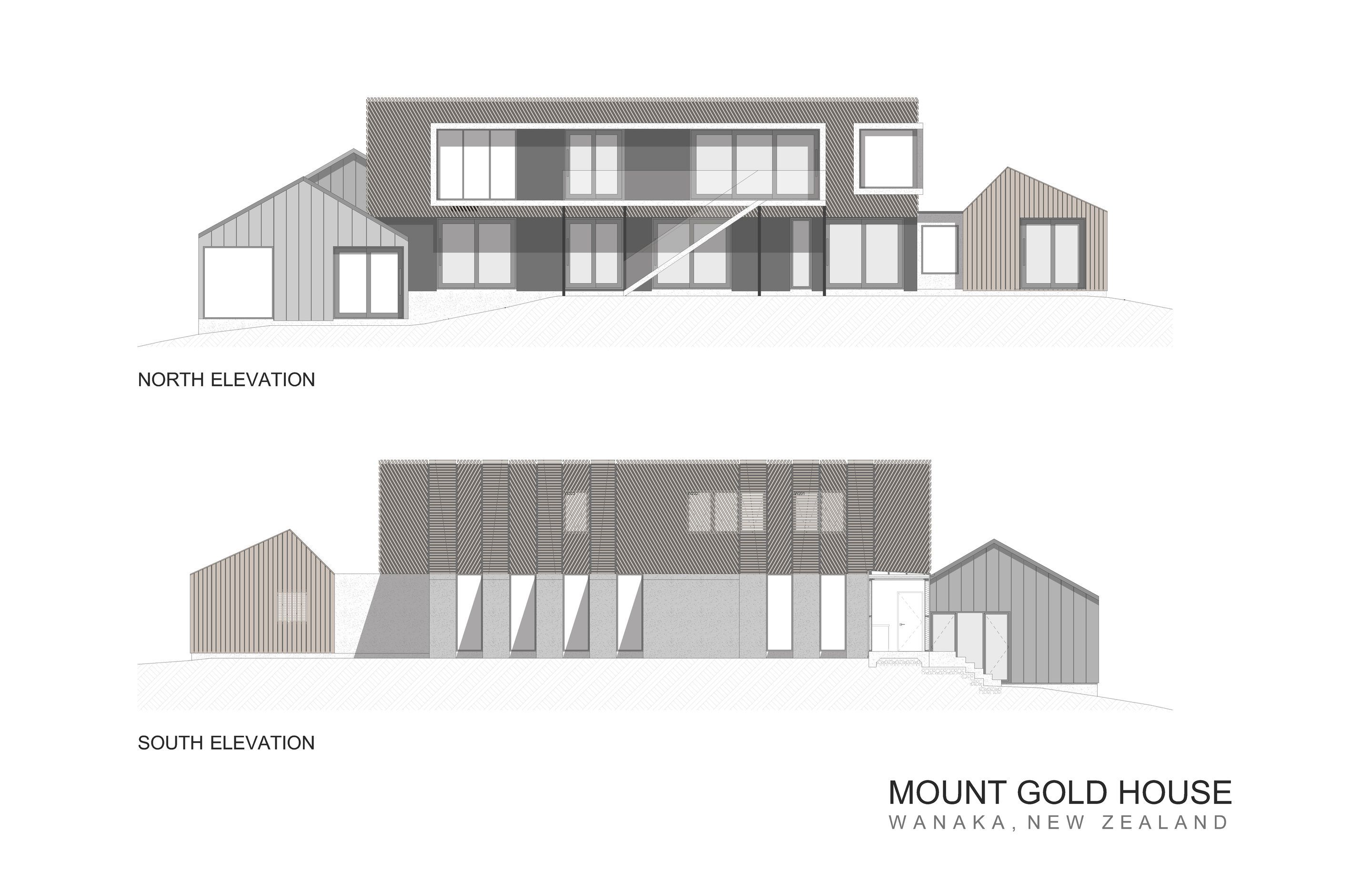 The north and south elevations of Mount Gold House by AO Architecture.