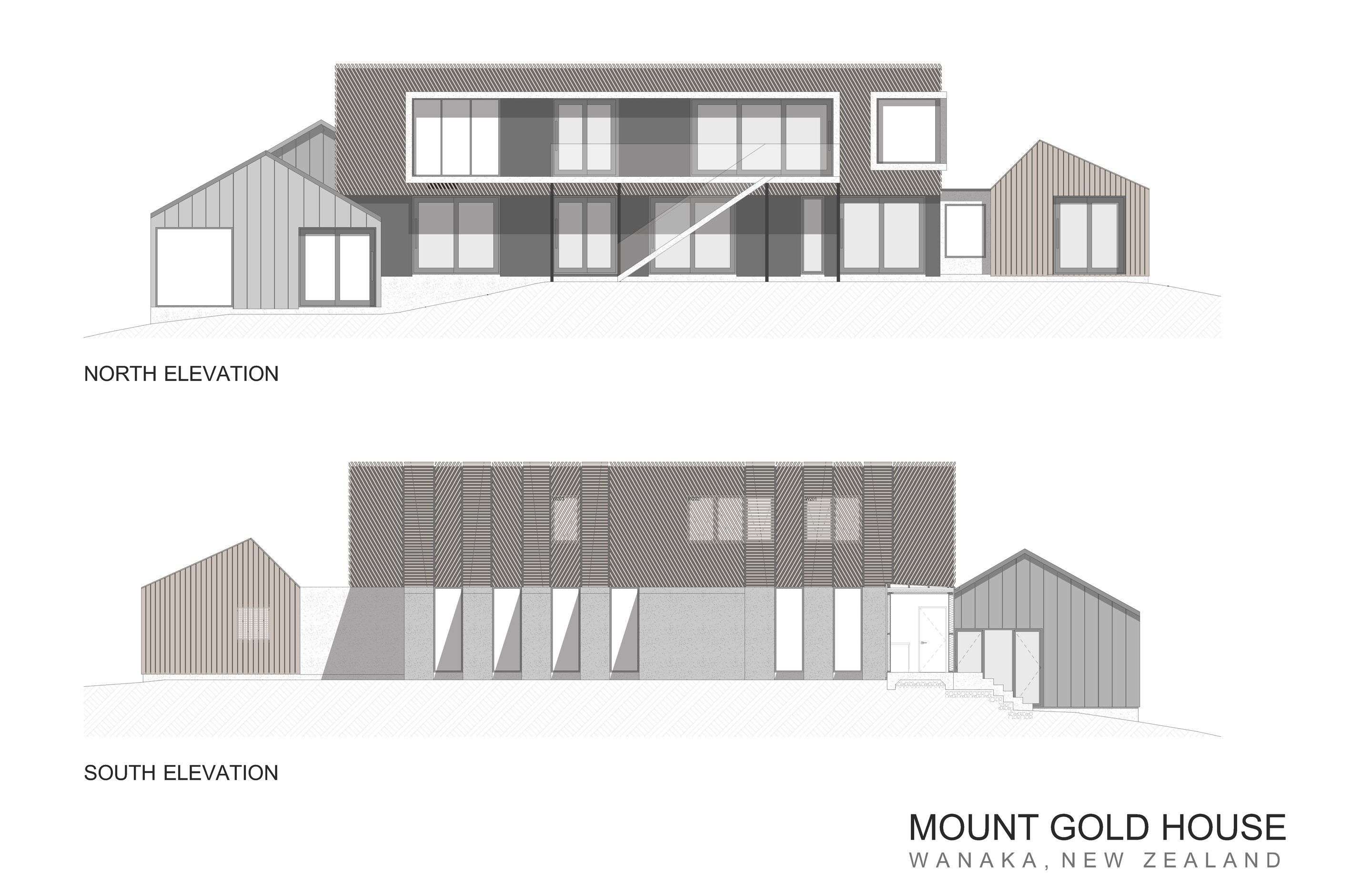 The north and south elevations of Mount Gold House by AO Architecture.