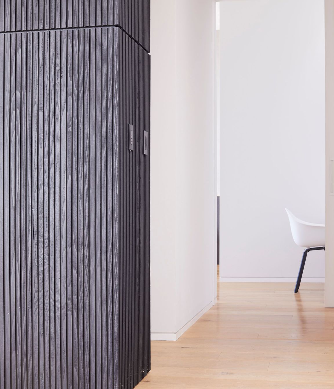 The design is all about the juxtaposition established between the varying textural elements.